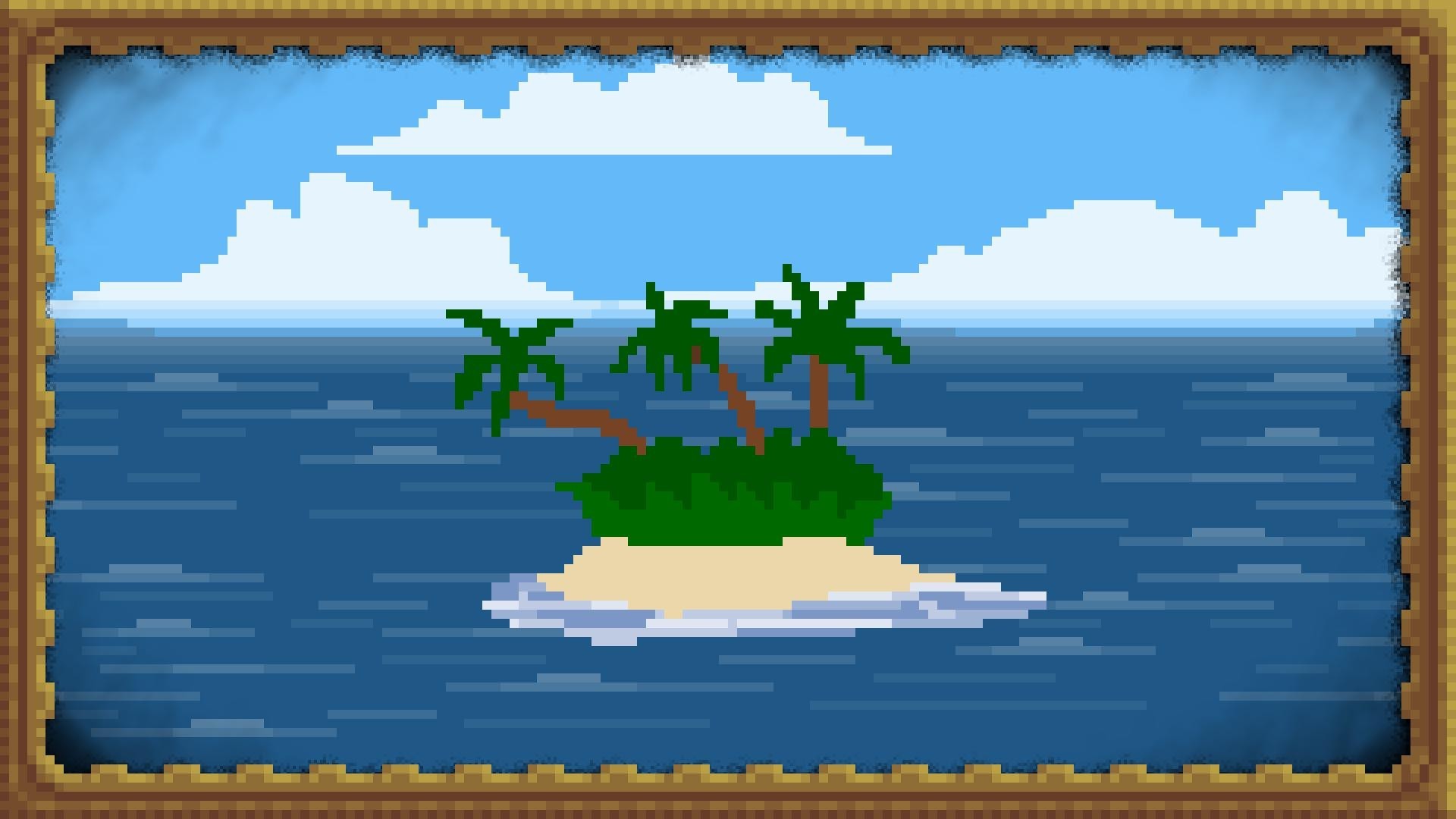 Pixel art island with palm trees in the ocean HD Wallpaper
