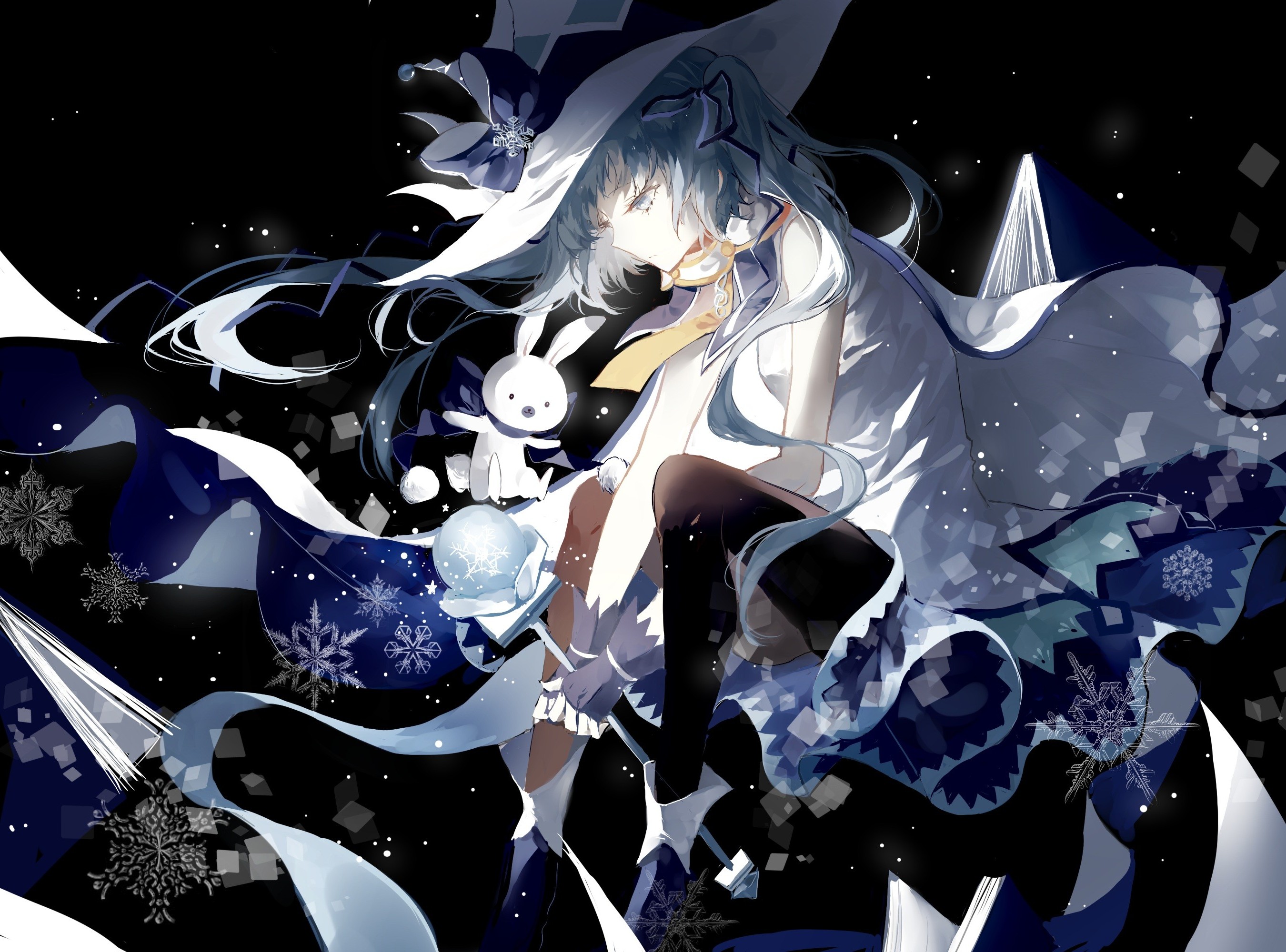Hatsune Miku from Vocaloid in a snowy scene HD Wallpaper