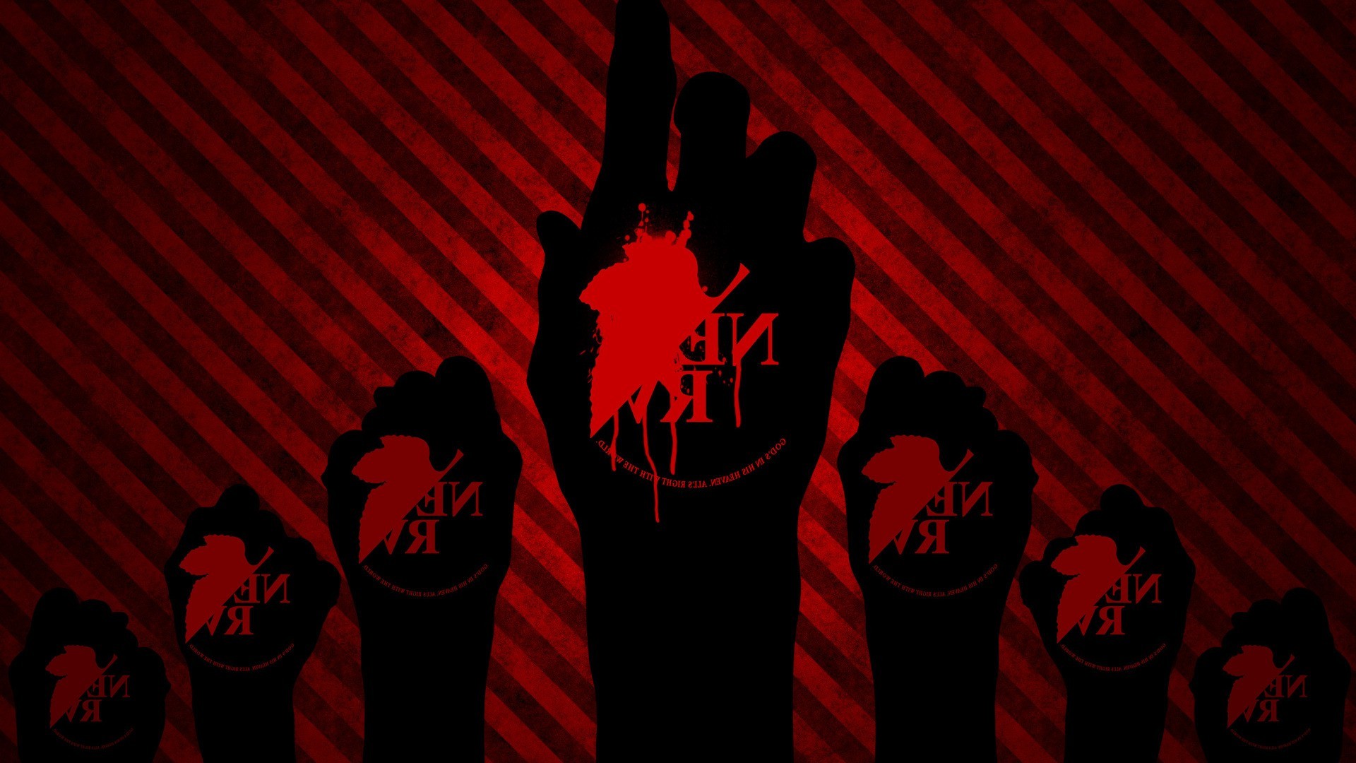 Neon Genesis Evangelion fists with logos HD Wallpaper