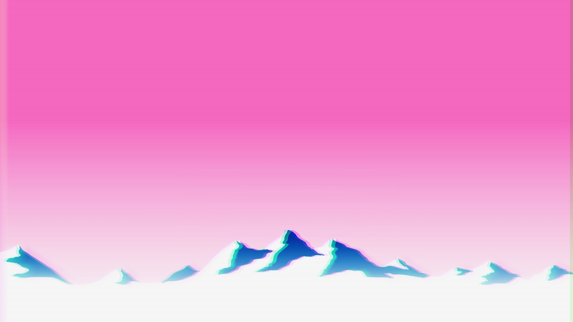 Vaporwave Glitch Art Mountains Pink Sky HD Wallpaper