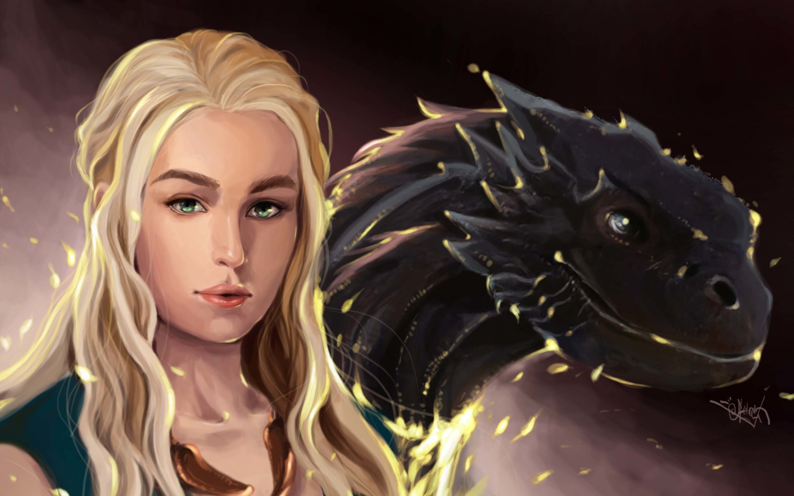 Daenerys Targaryen with a dragon from Game of Thrones HD Wallpaper