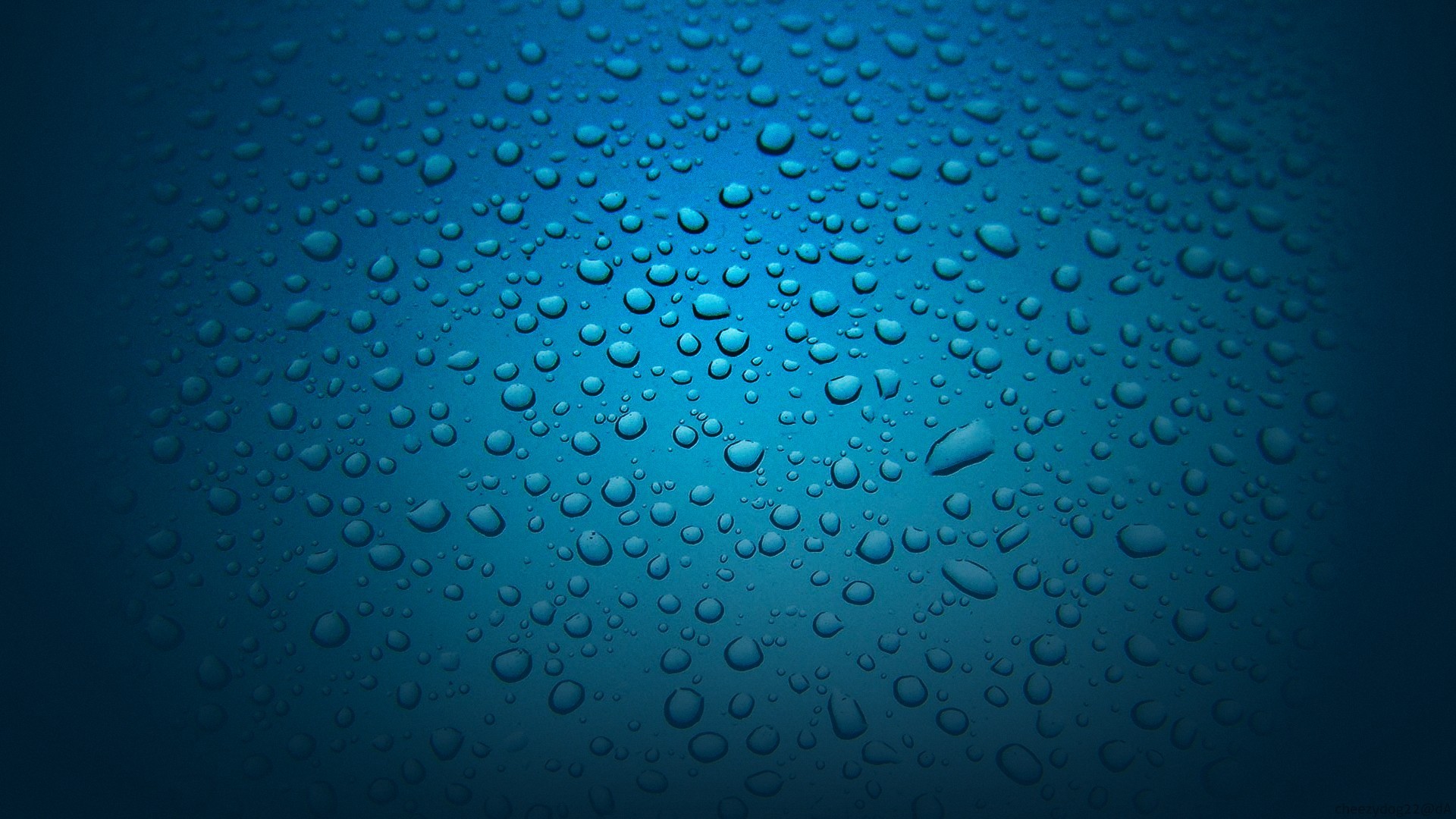 Water drops on blue surface HD Wallpaper