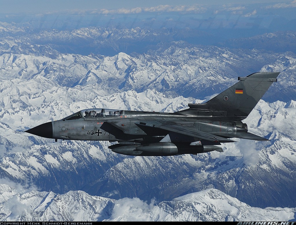 Panavia Tornado Jet Flying Over Snowy Mountains HD Wallpaper