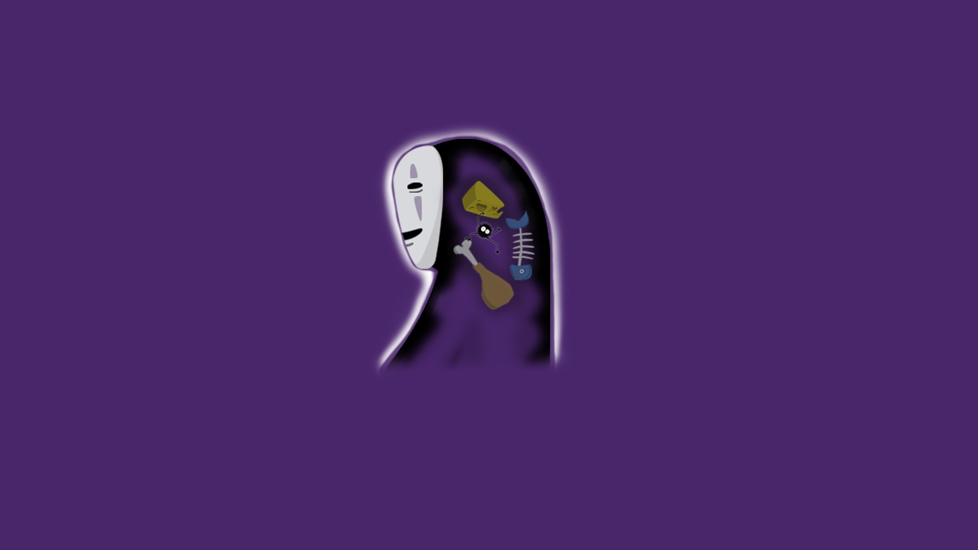 No-Face from Spirited Away with food inside HD Wallpaper
