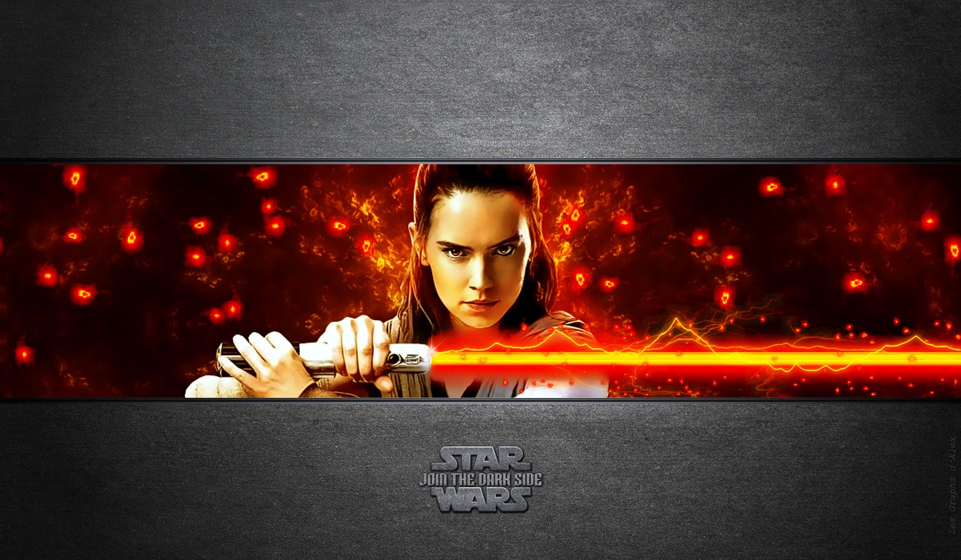 Rey from Star Wars holding a red lightsaber HD Wallpaper