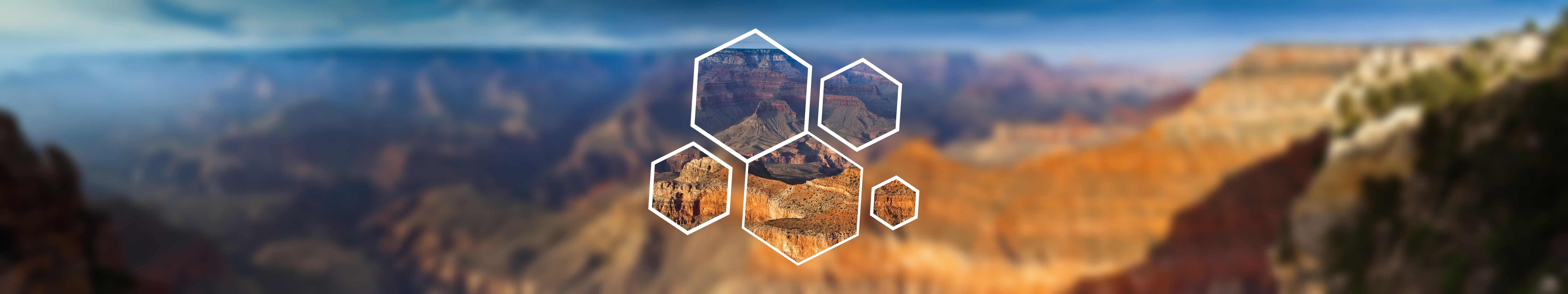 Grand Canyon landscape with hexagonal overlays HD Wallpaper