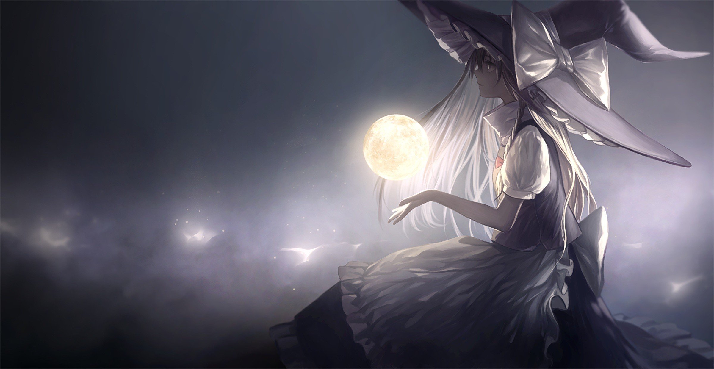 Marisa Kirisame from Touhou holding a glowing orb HD Wallpaper