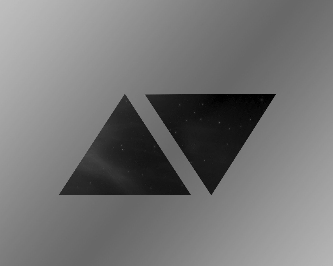 Two dark triangles with stars on grey background HD Wallpaper