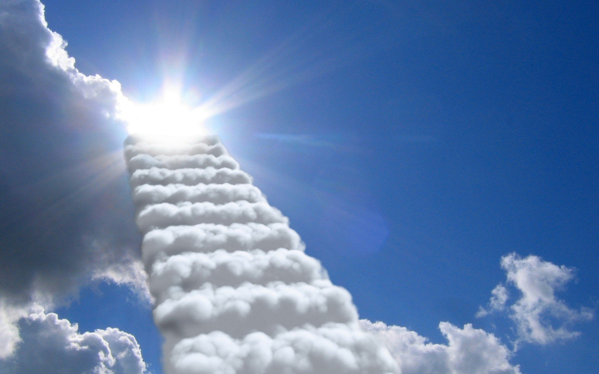 Staircase to Heaven made of clouds HD Wallpaper
