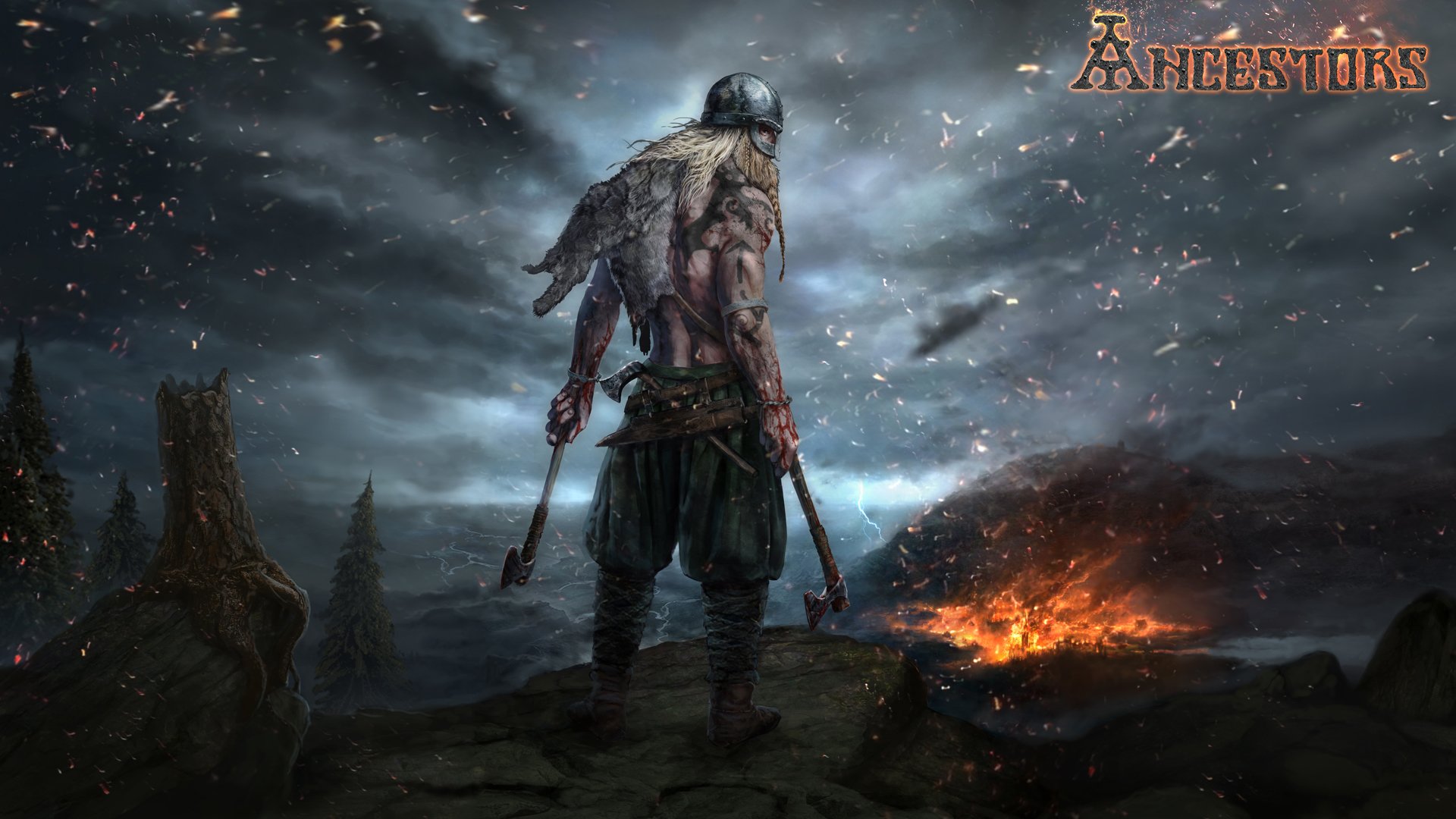 Ancestors video game Viking warrior with axes HD Wallpaper