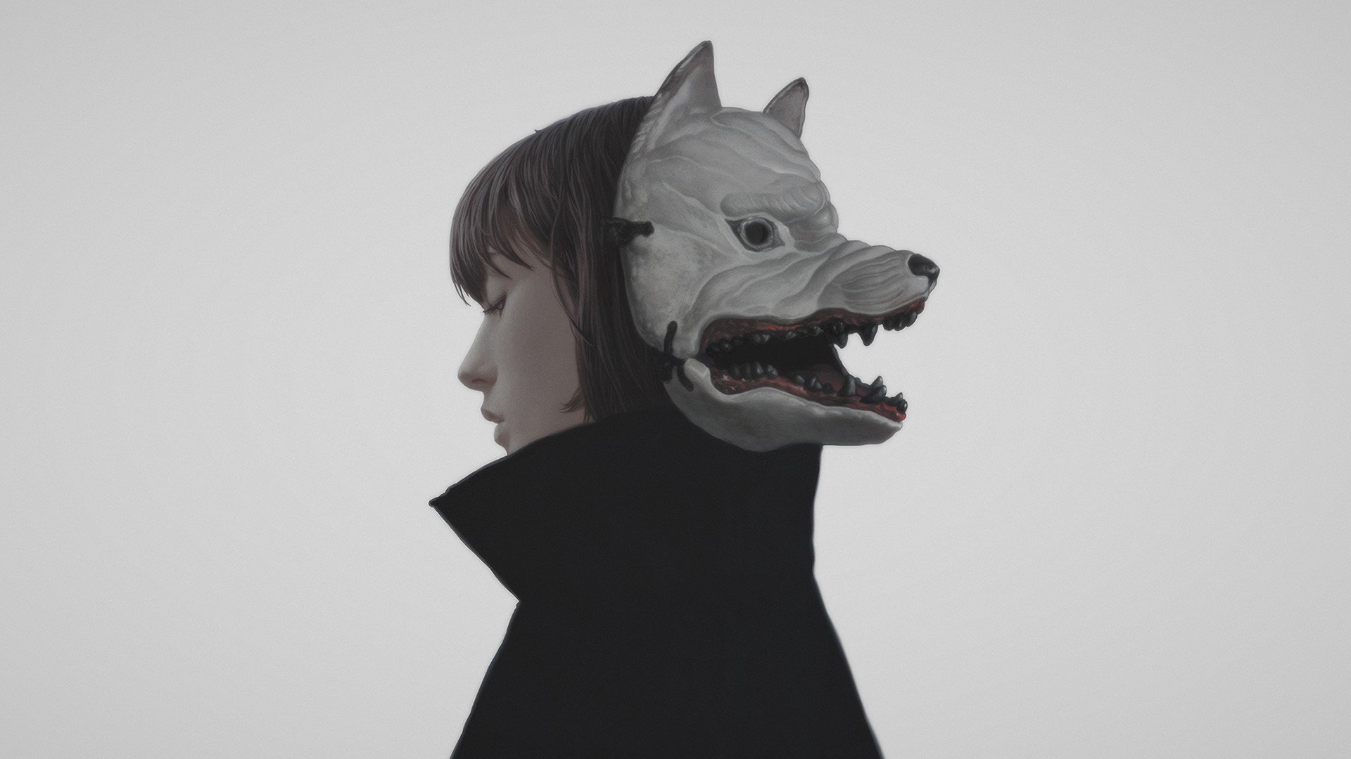 Woman wearing a wolf mask HD Wallpaper