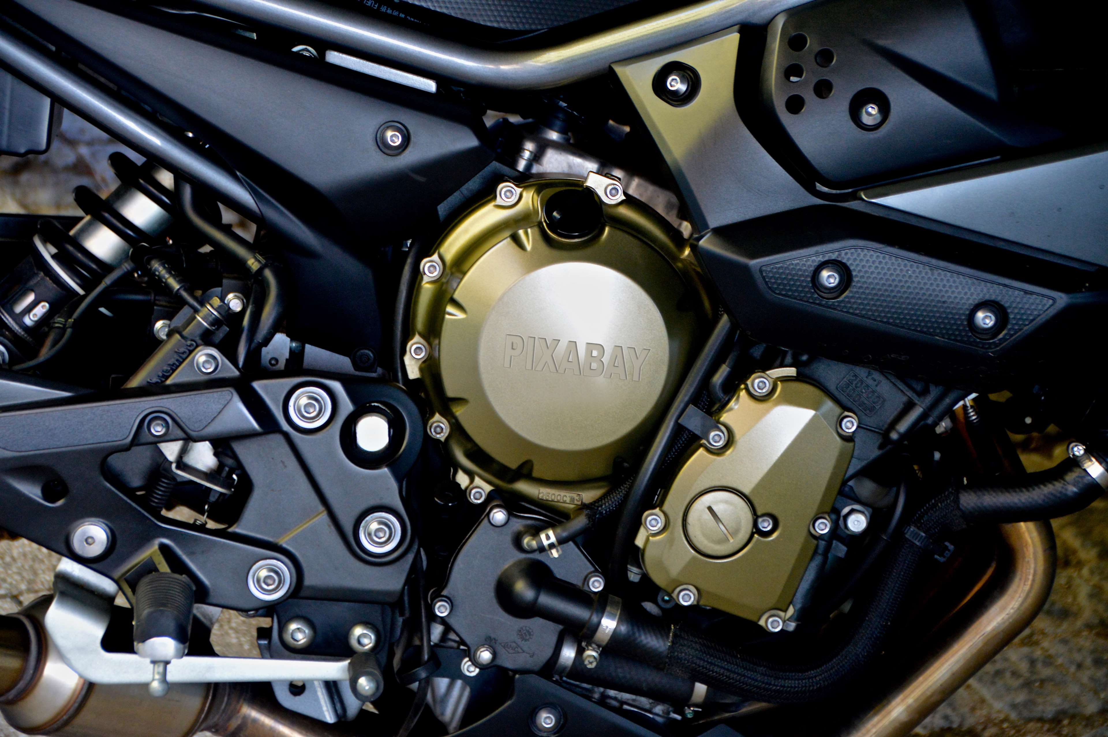 Motorcycle engine with Pixabay logo HD Wallpaper