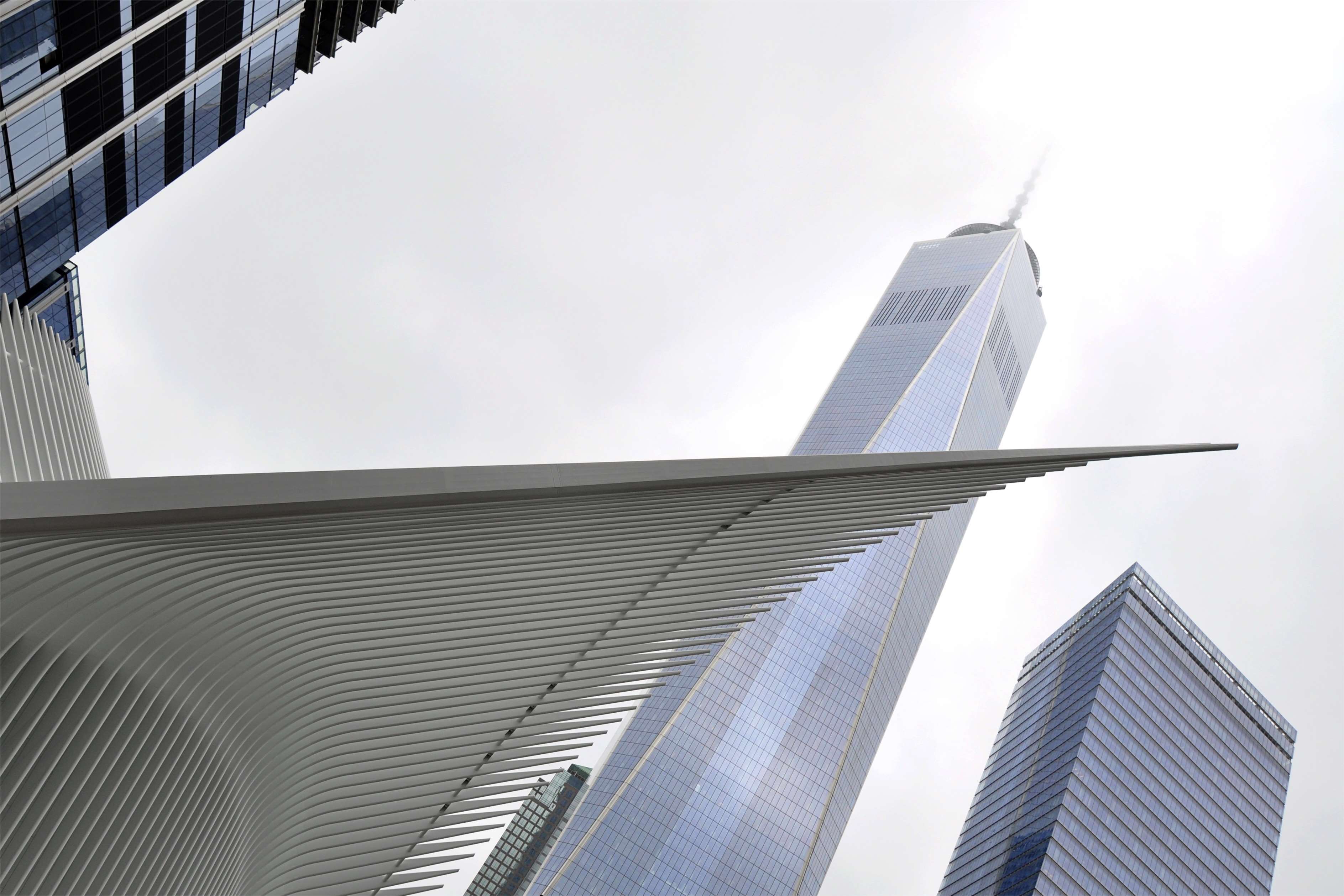Oculus transportation hub and skyscrapers in New York City HD Wallpaper