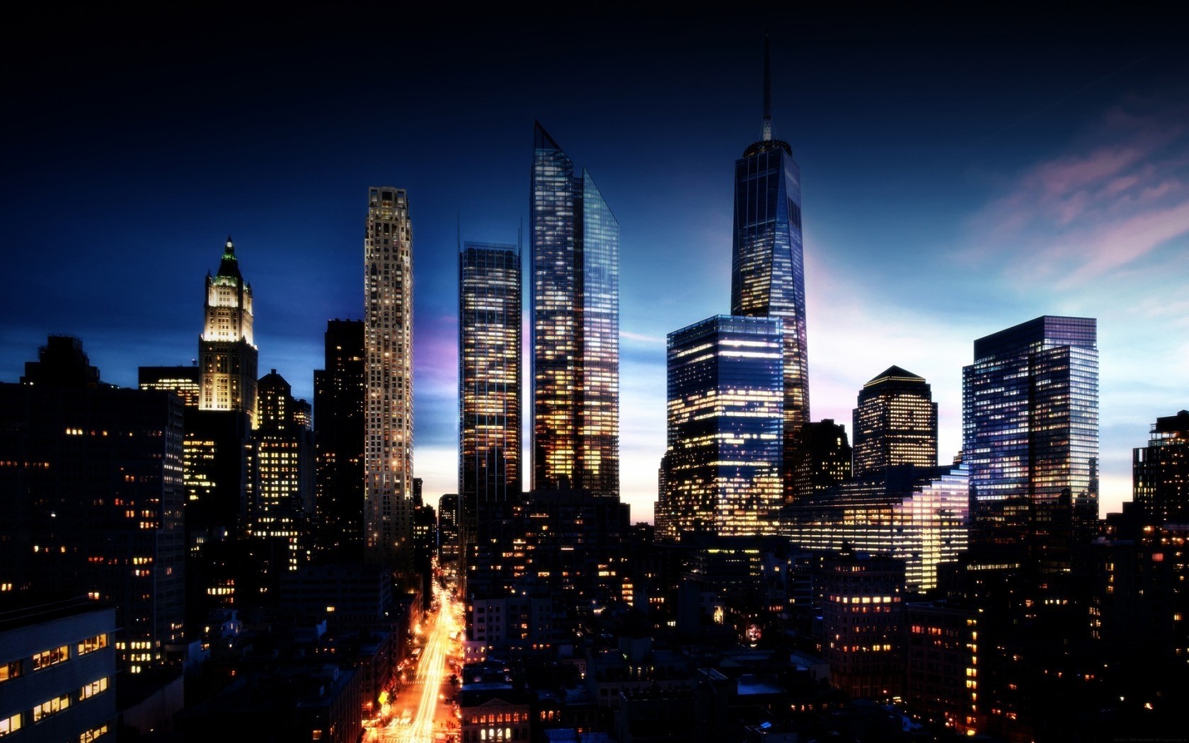 New York City Skyline at Night HD Wallpaper