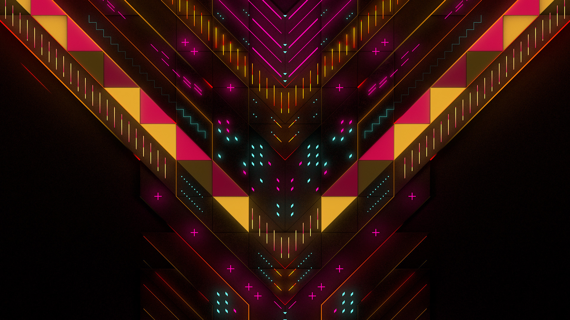 Abstract geometric neon digital art HD Wallpaper