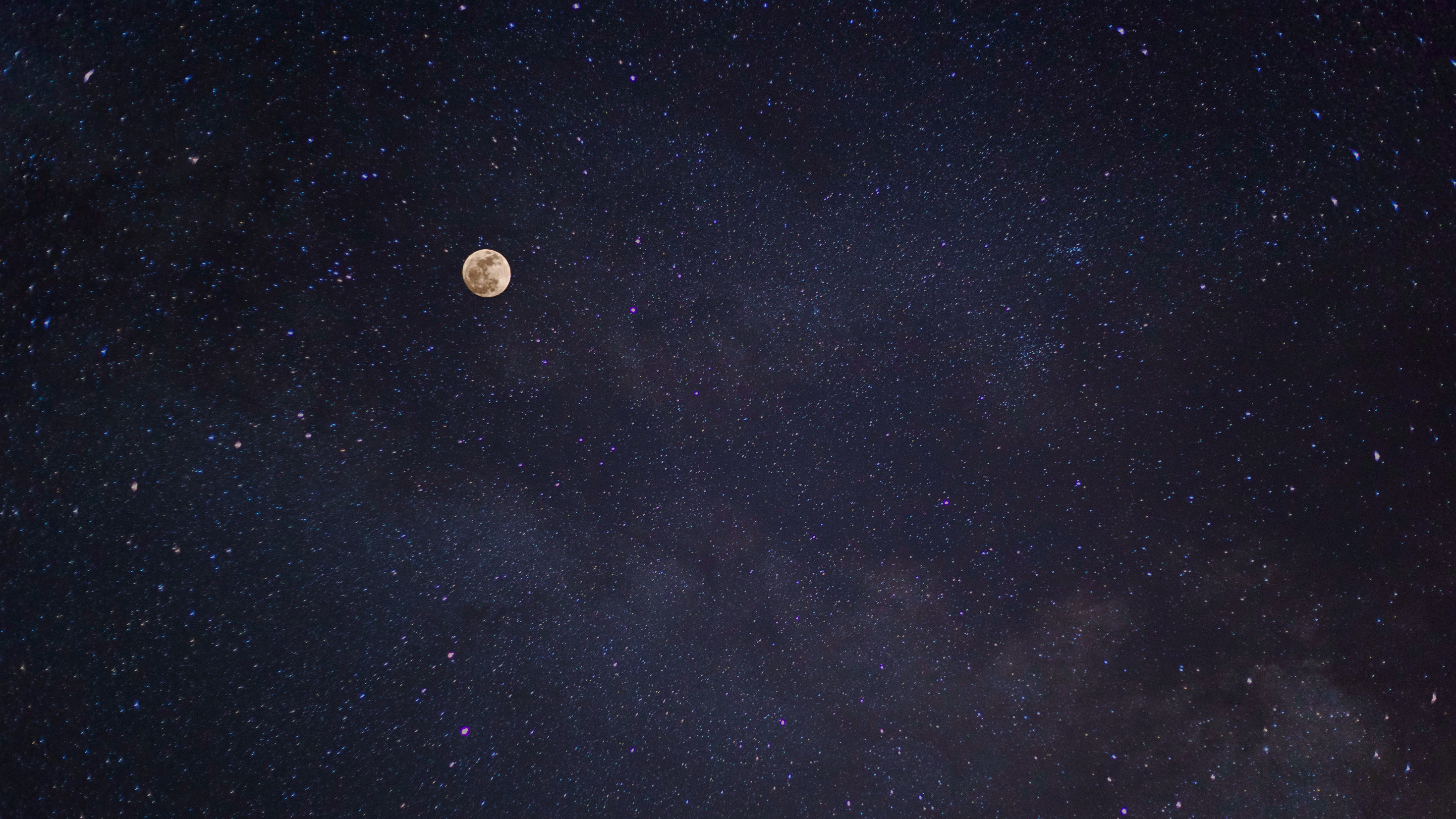 Moon and stars in the night sky HD Wallpaper
