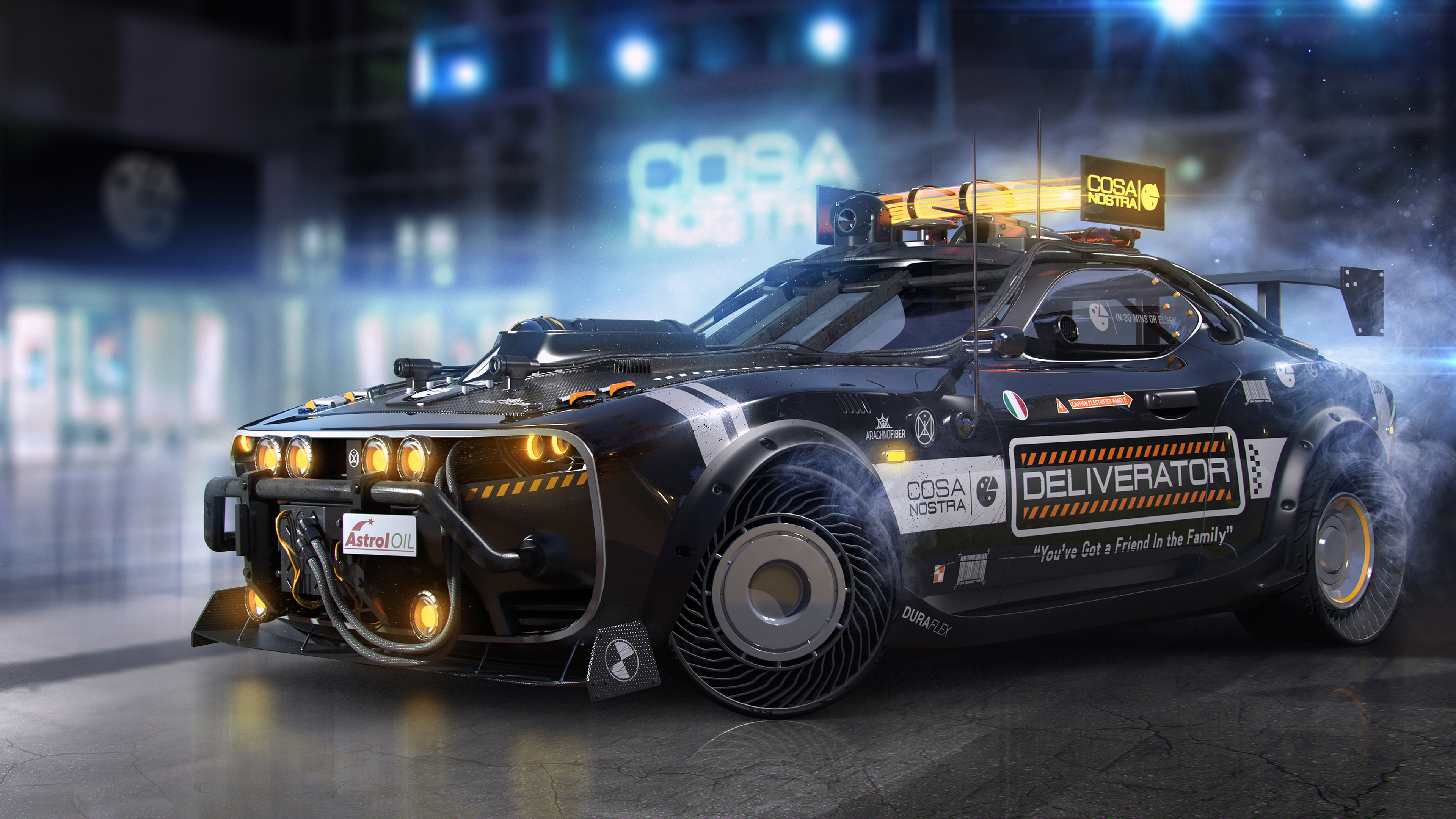 Futuristic Sci-Fi Delivery Car in 4K HD Wallpaper