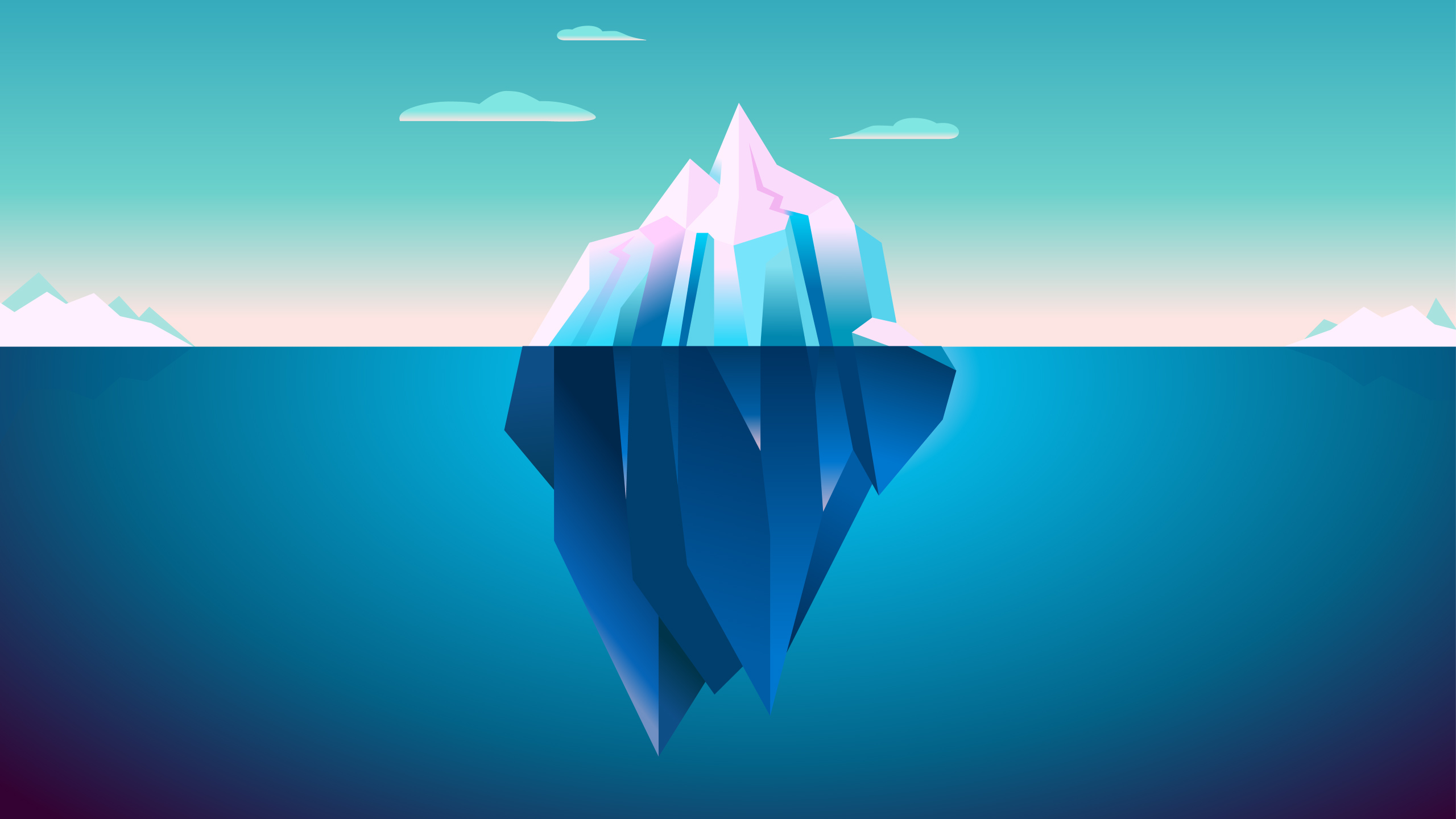 Minimalist iceberg illustration in blue and pink HD Wallpaper