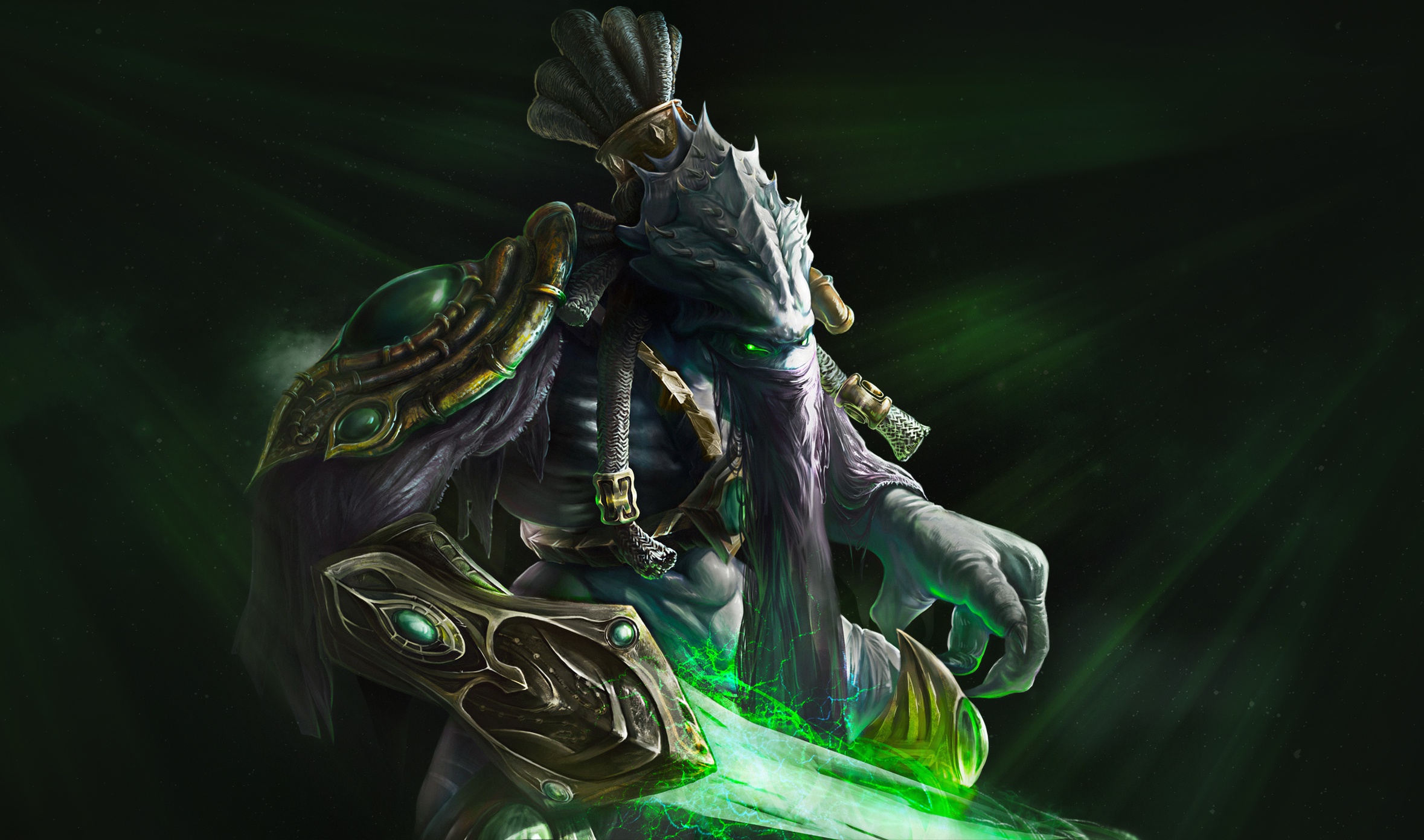 Zeratul from Starcraft II wielding a green energy blade HD Wallpaper