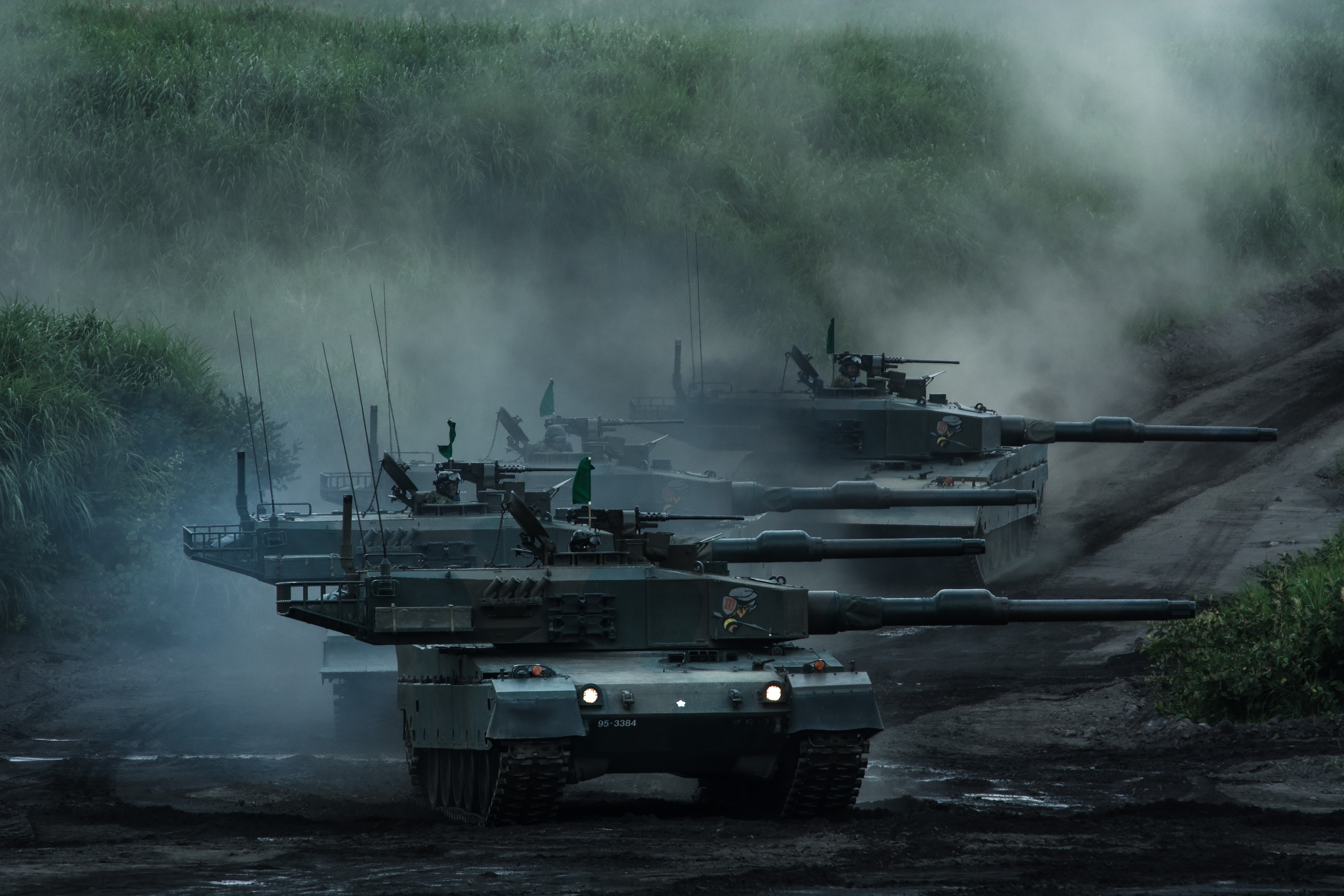 Japanese Type 10 Hitomaru Tanks in Formation HD Wallpaper