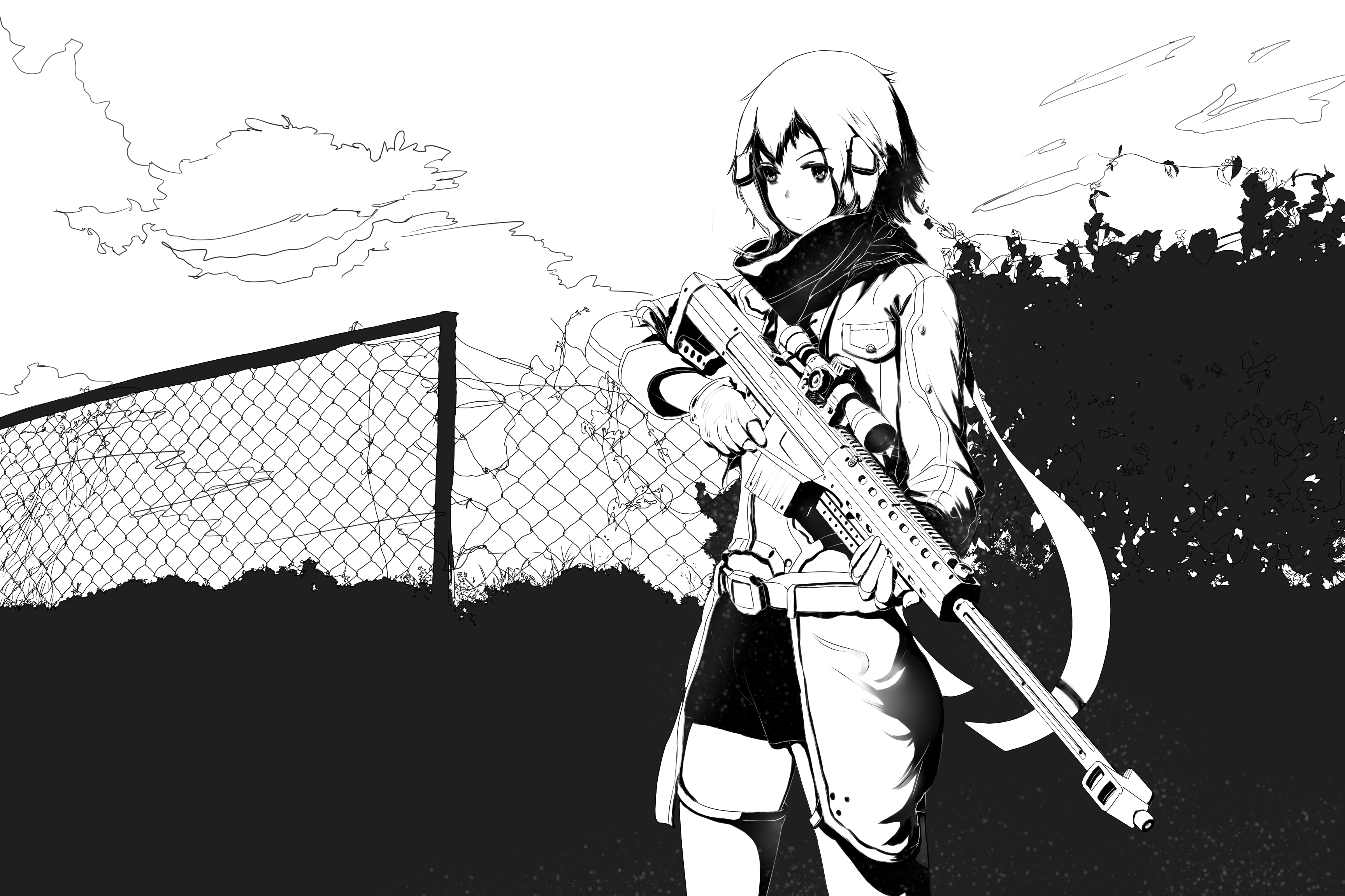 Asada Shino (Sinon) from Sword Art Online with a sniper rifle HD Wallpaper