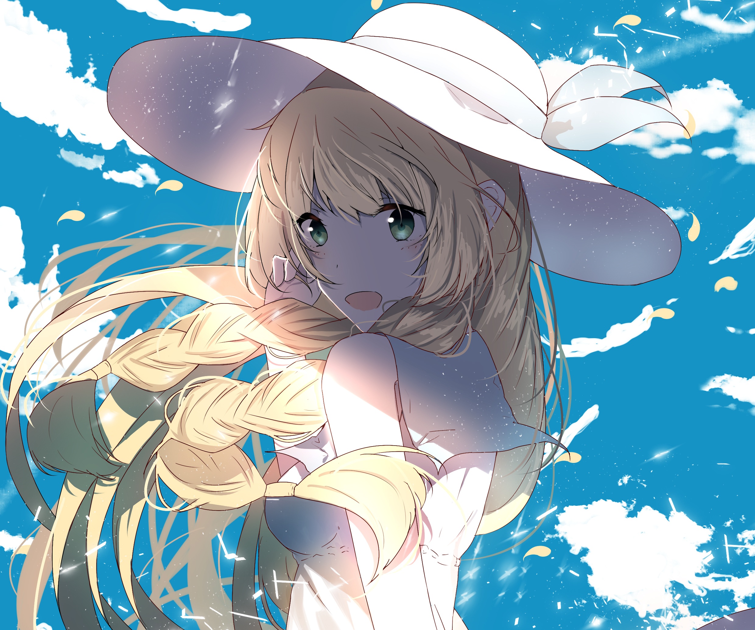 Lillie from Pokemon wearing a white sun hat HD Wallpaper