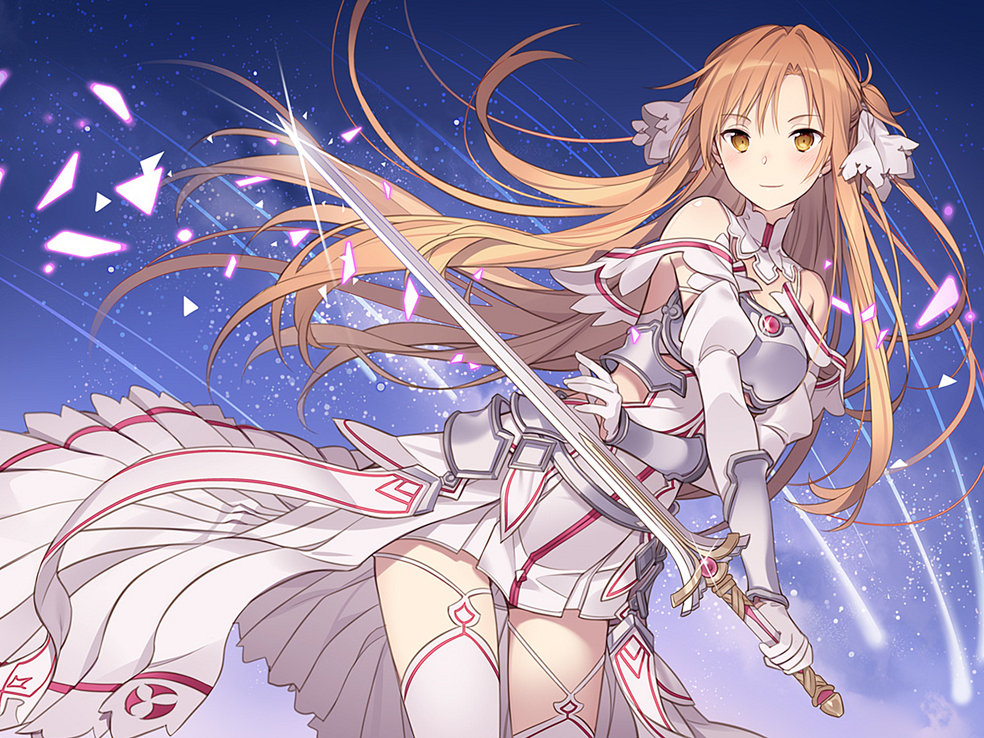 Asuna Yuuki in Elegant Armor with Sword HD Wallpaper