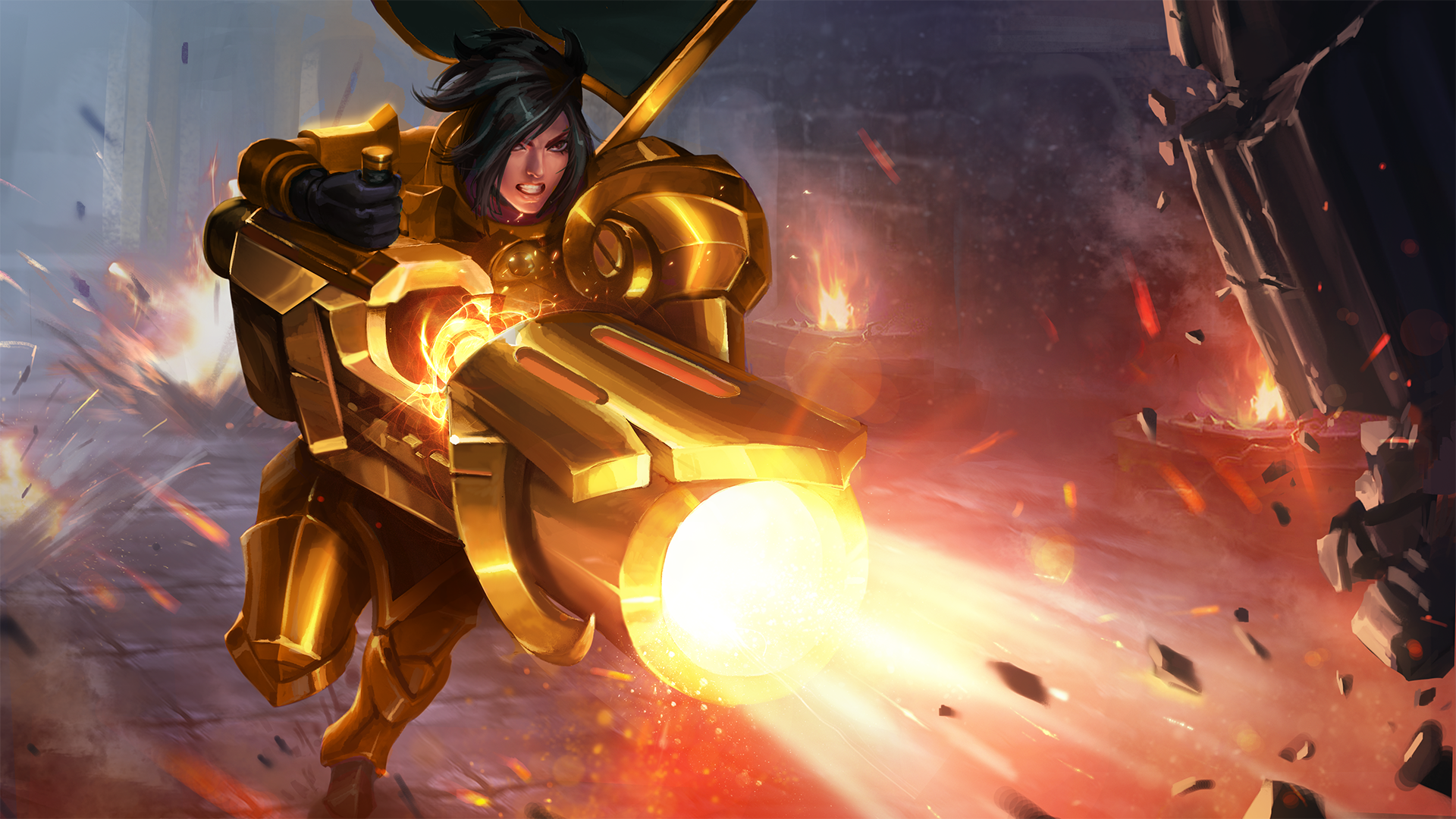 Ash from Paladins firing a weapon HD Wallpaper