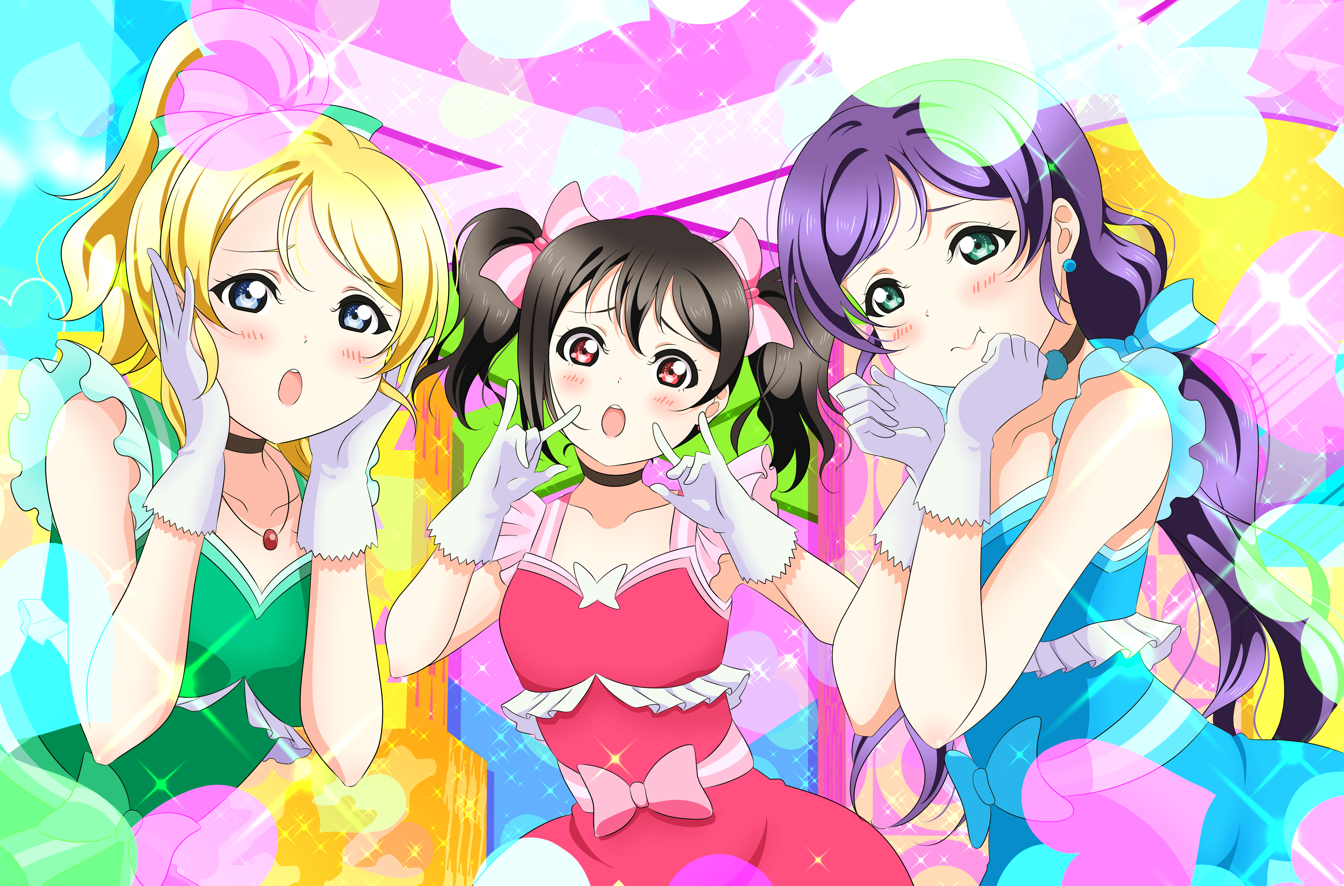 Nico Yazawa, Nozomi Tojo, and Eri Ayase from Love Live! HD Wallpaper