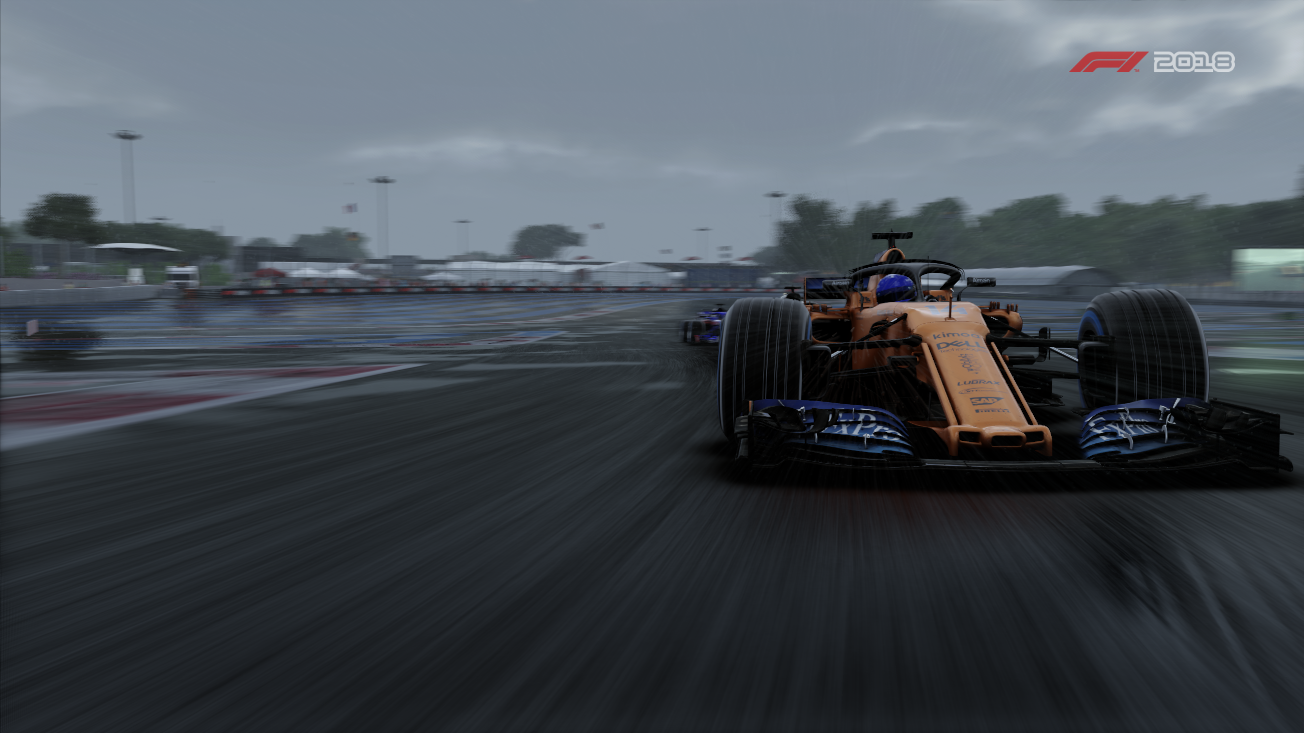McLaren MCL33 Formula 1 car racing in the rain HD Wallpaper
