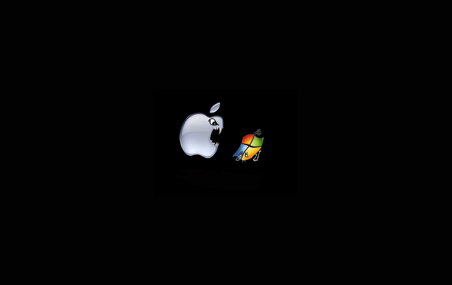 Apple logo attacking Windows logo HD Wallpaper