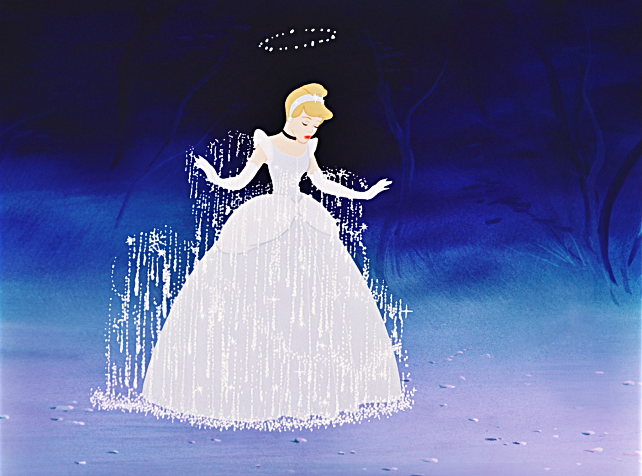 Cinderella in her ball gown with a halo HD Wallpaper