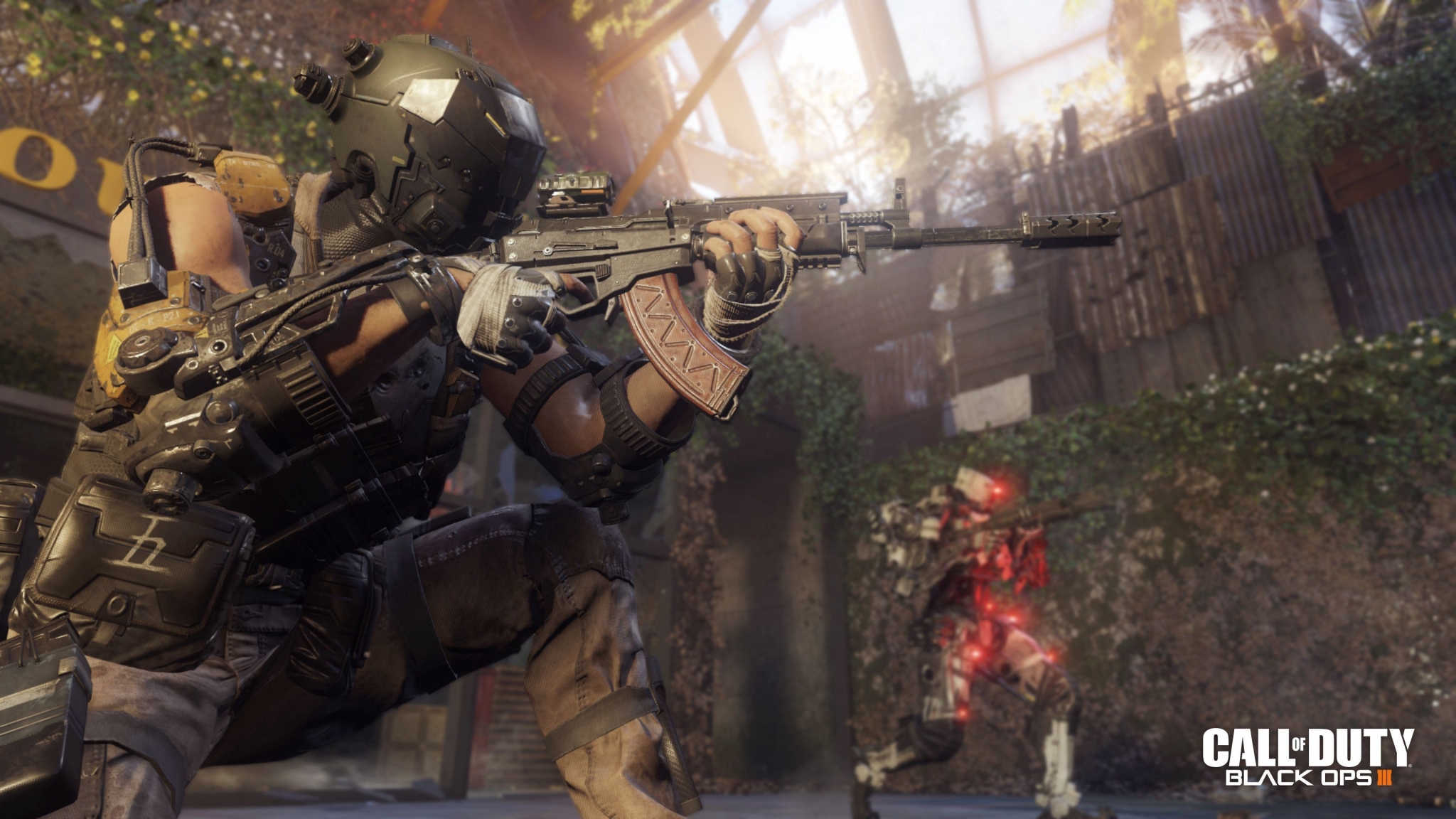 Call of Duty Black Ops III soldier aiming rifle HD Wallpaper