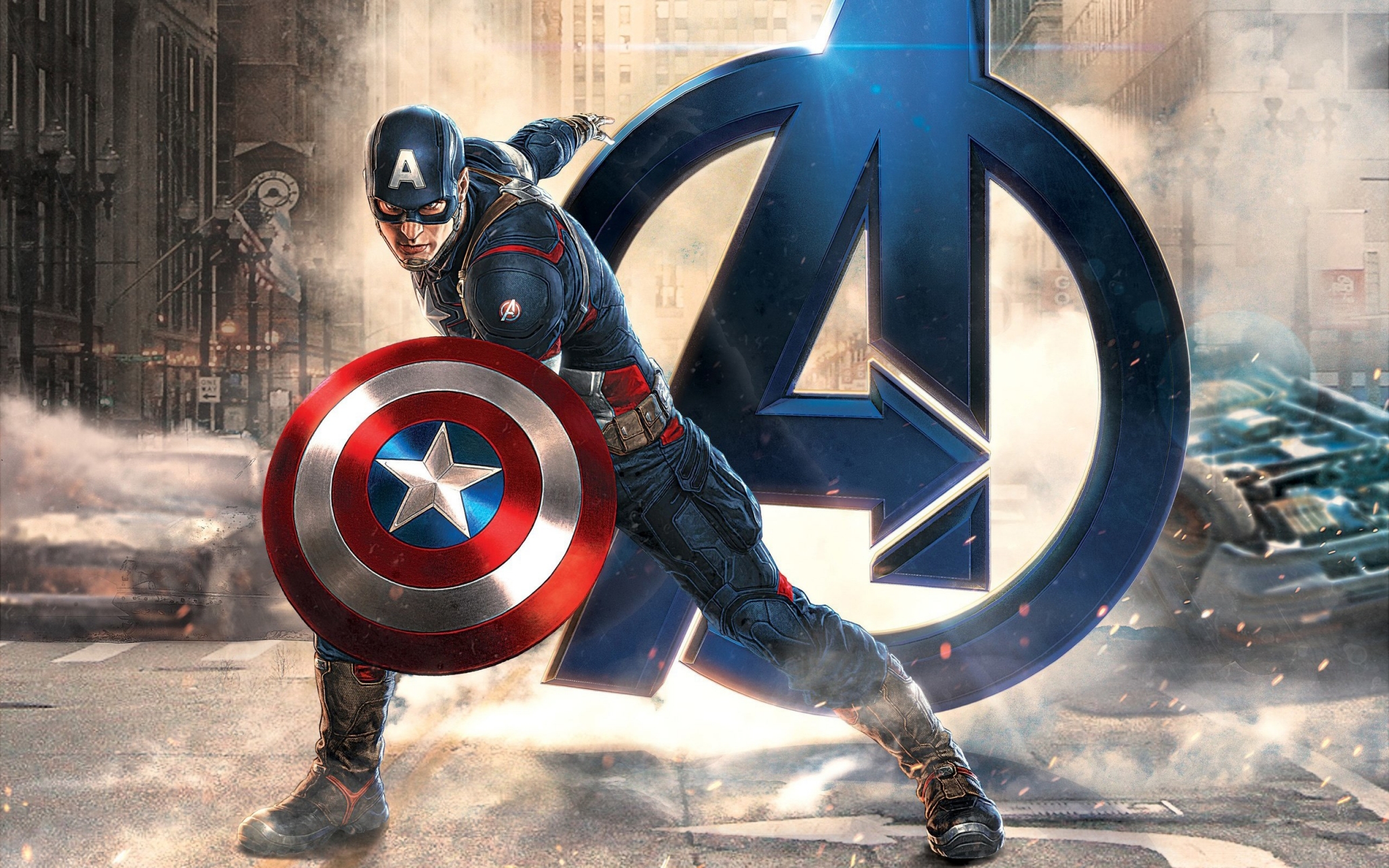 Captain America from Avengers in a City HD Wallpaper
