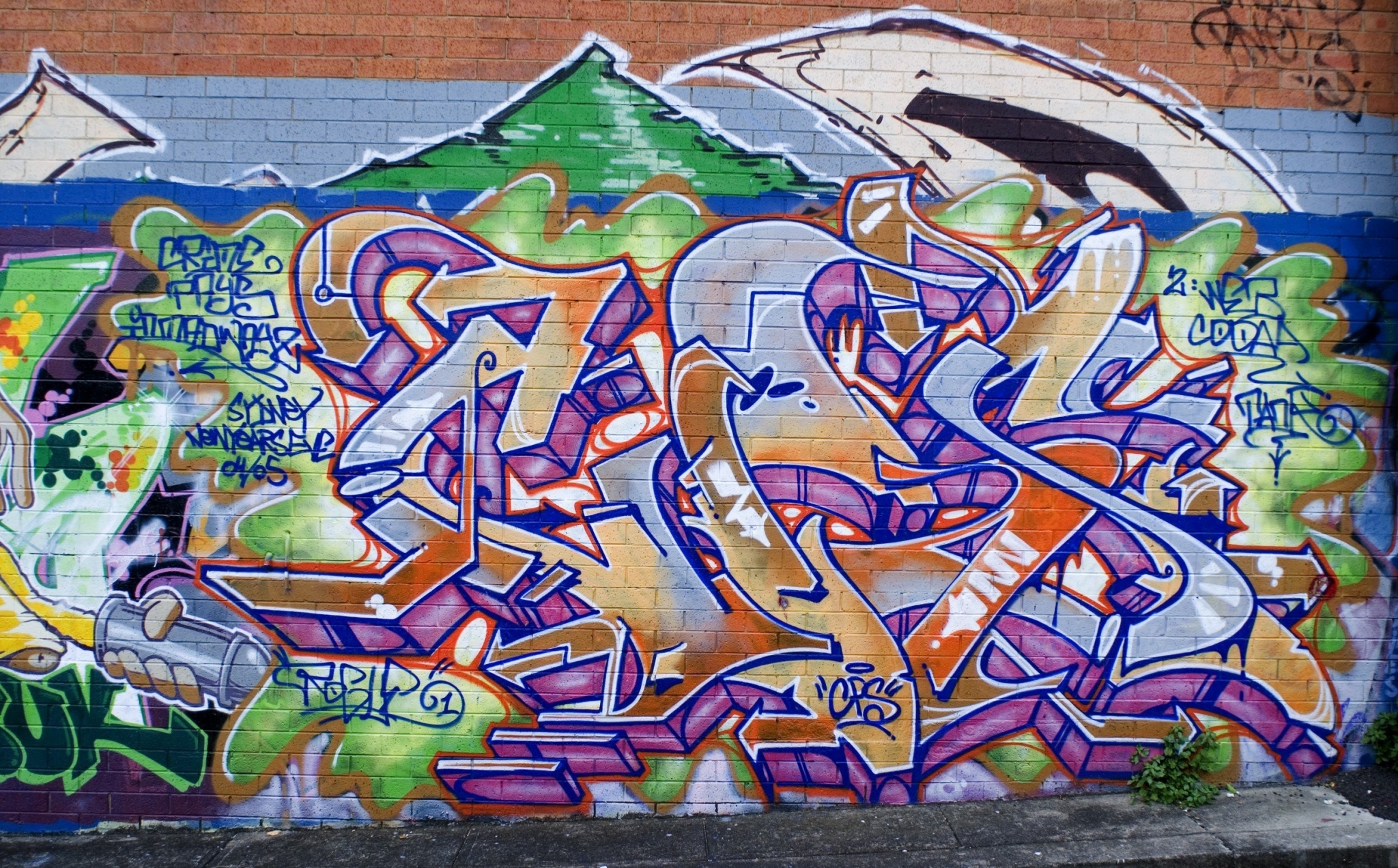Graffiti on a brick wall HD Wallpaper