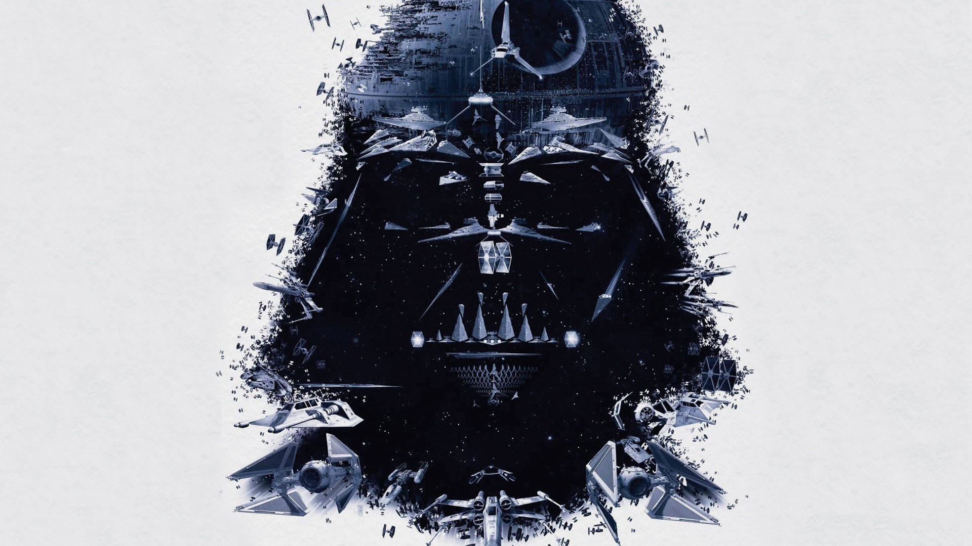Darth Vader from Star Wars with spaceships HD Wallpaper