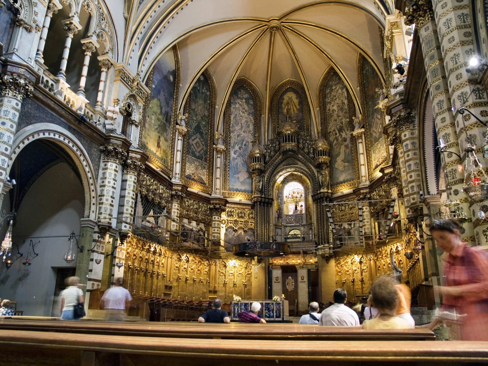 Interior of Montserrat Abbey, Barcelona HD Wallpaper