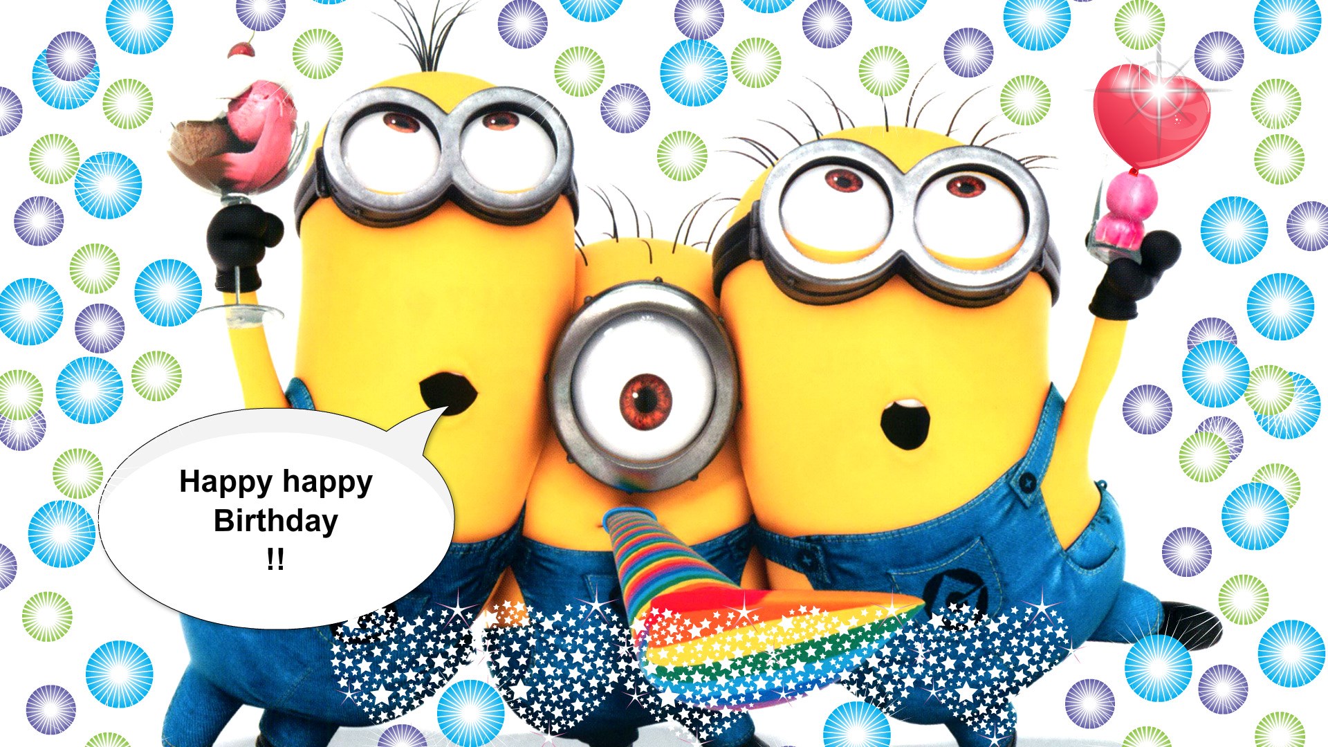 Minions celebrating a happy birthday HD Wallpaper