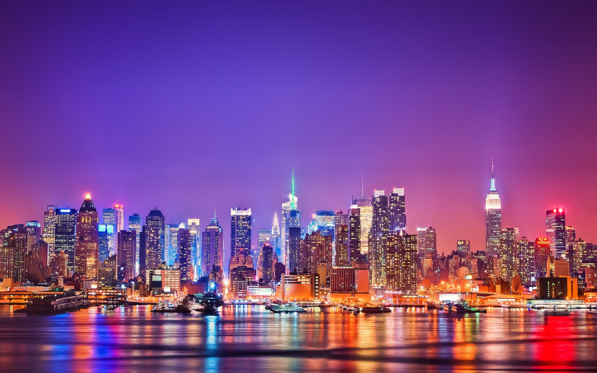 New York City Skyline at Night HD Wallpaper