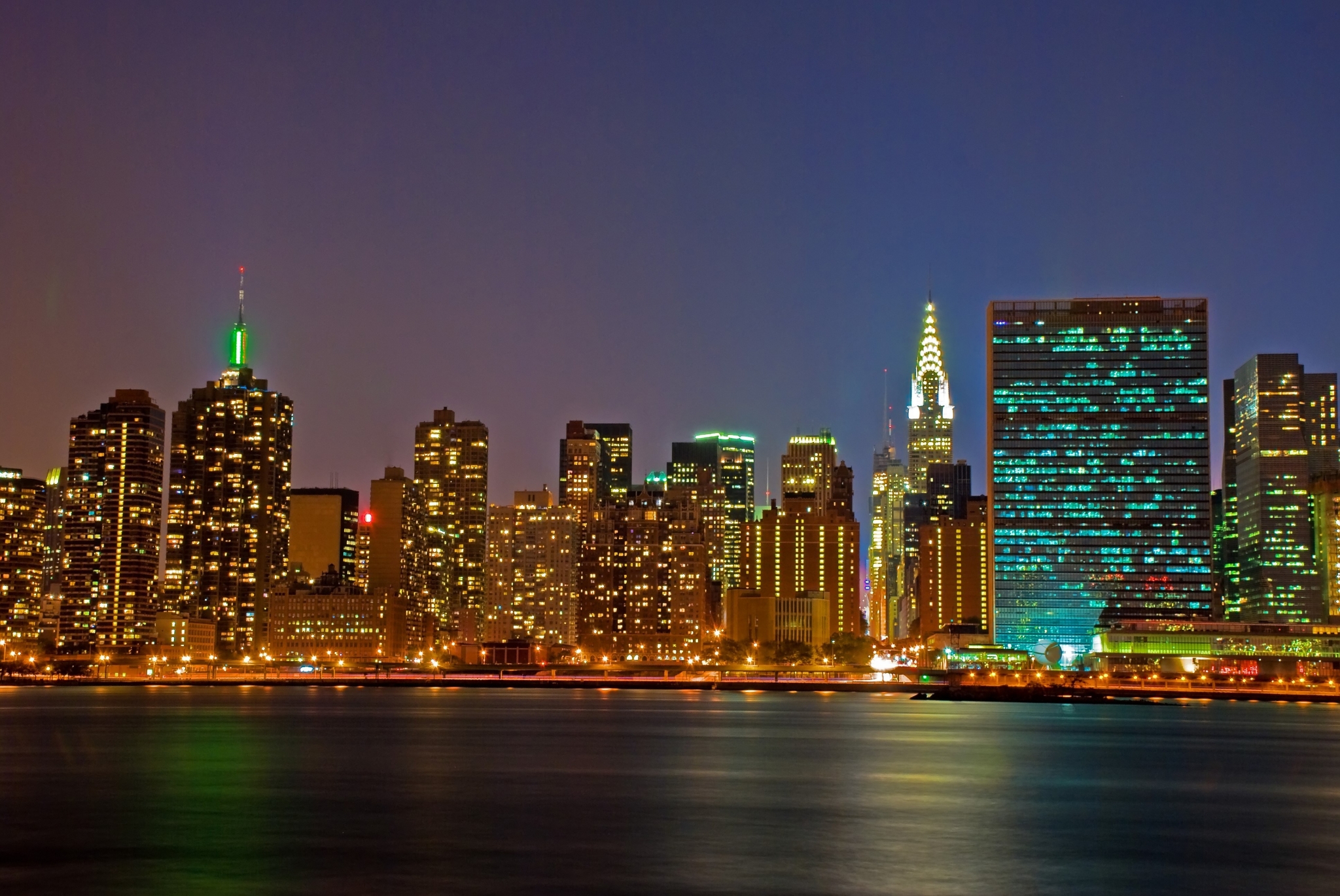 New York City Skyline at Night HD Wallpaper