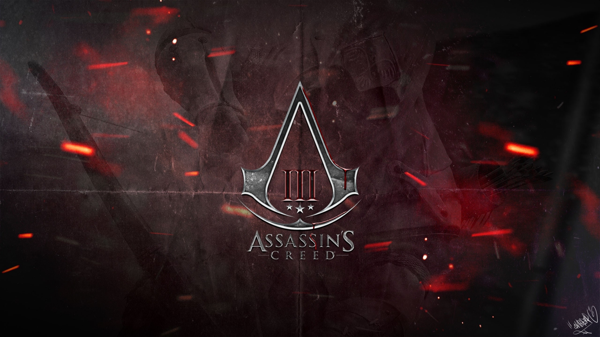 Assassin's Creed III Logo with Fire Effects HD Wallpaper