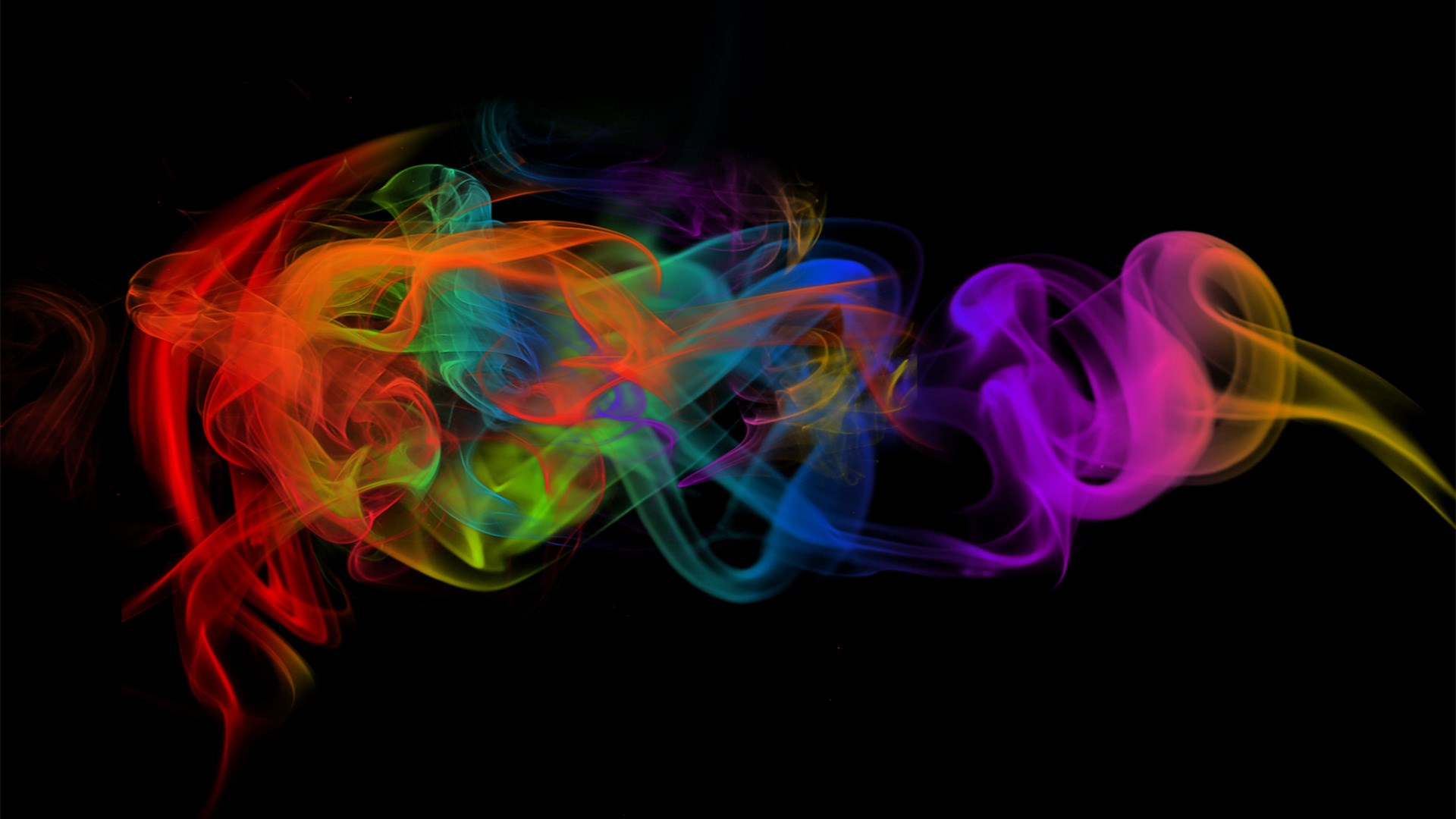Colorful smoke wisps on black background HD Wallpaper