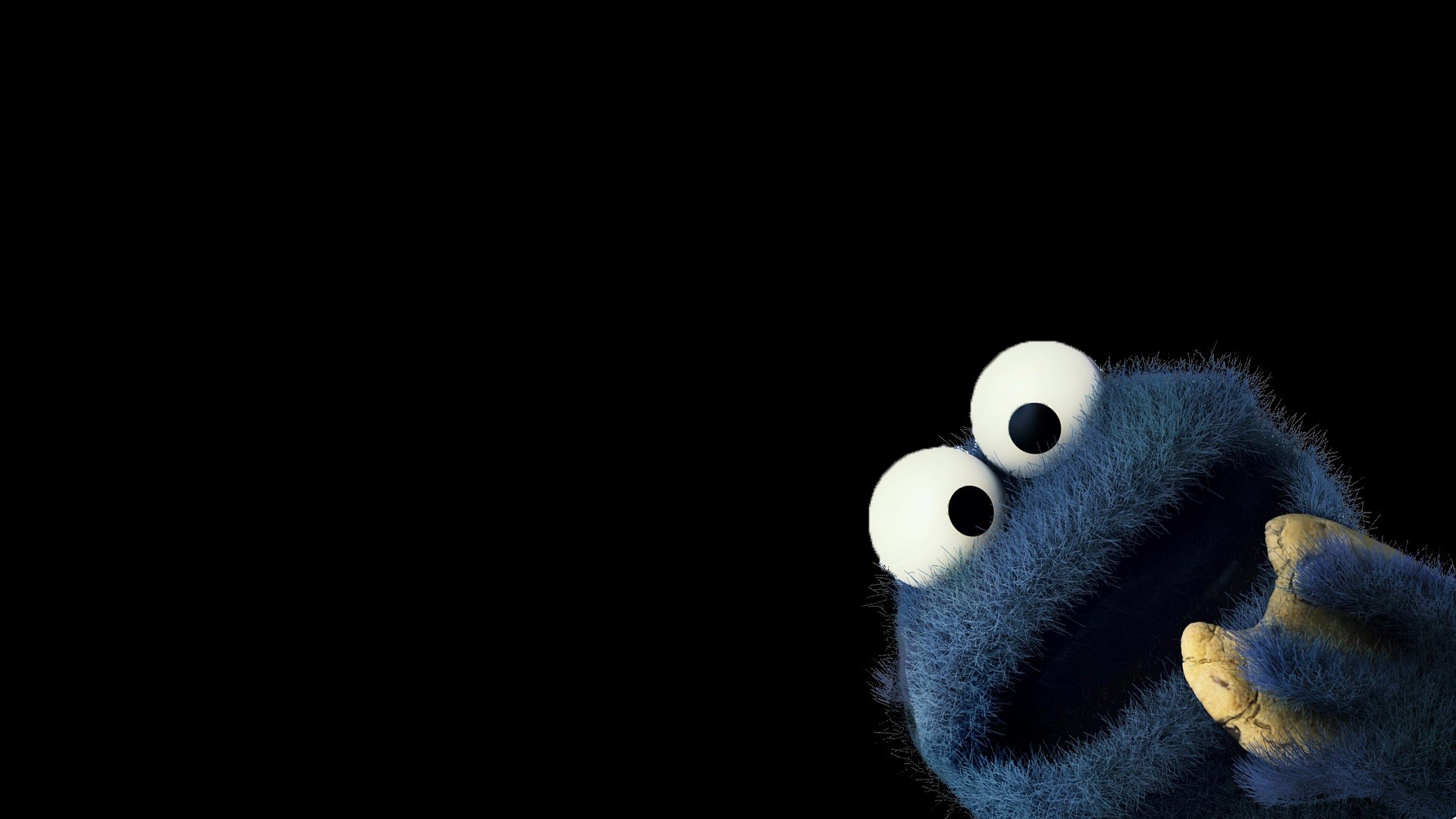 Cookie Monster from Sesame Street eating a cookie HD Wallpaper