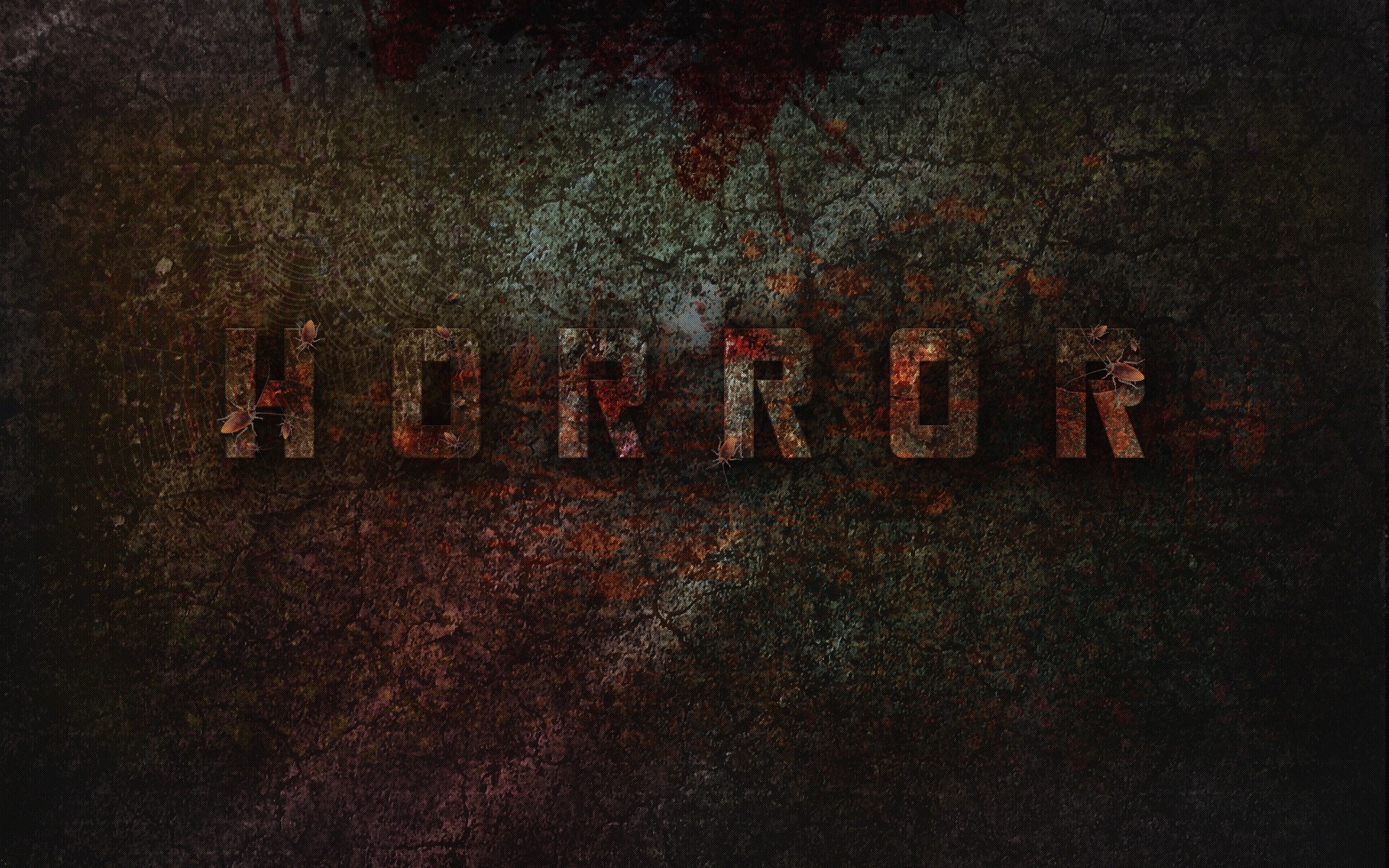 Horror text with ants on a textured background HD Wallpaper