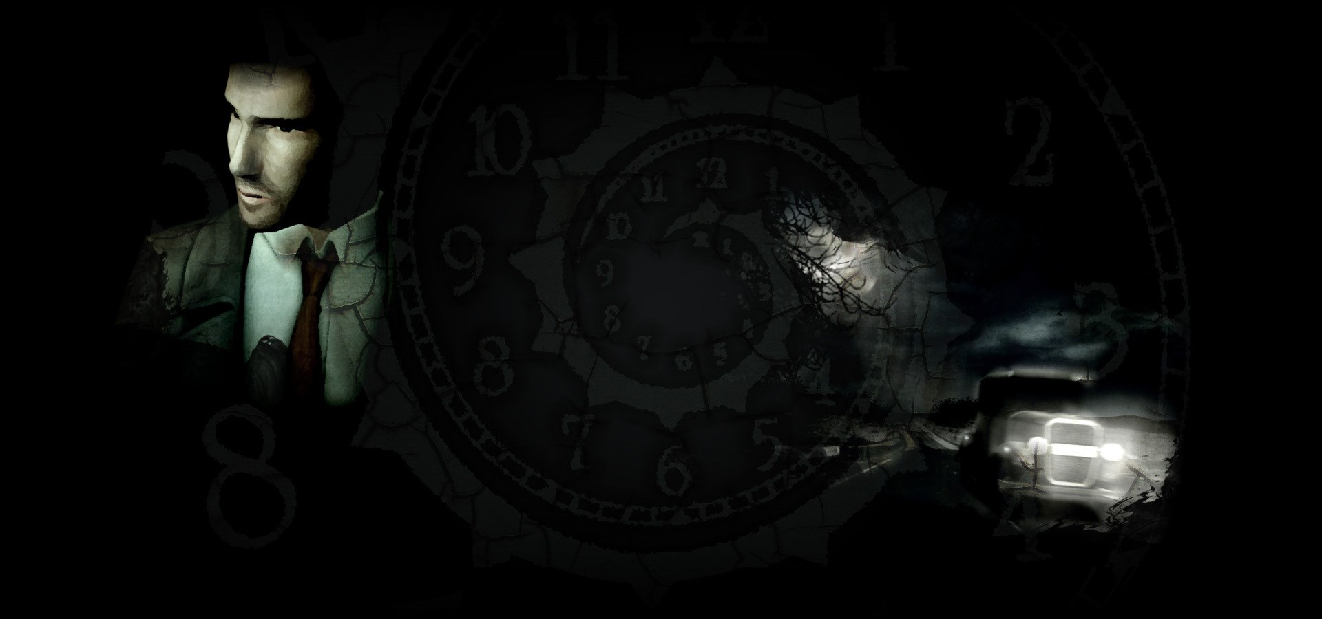 Man in suit against a swirling clock face HD Wallpaper