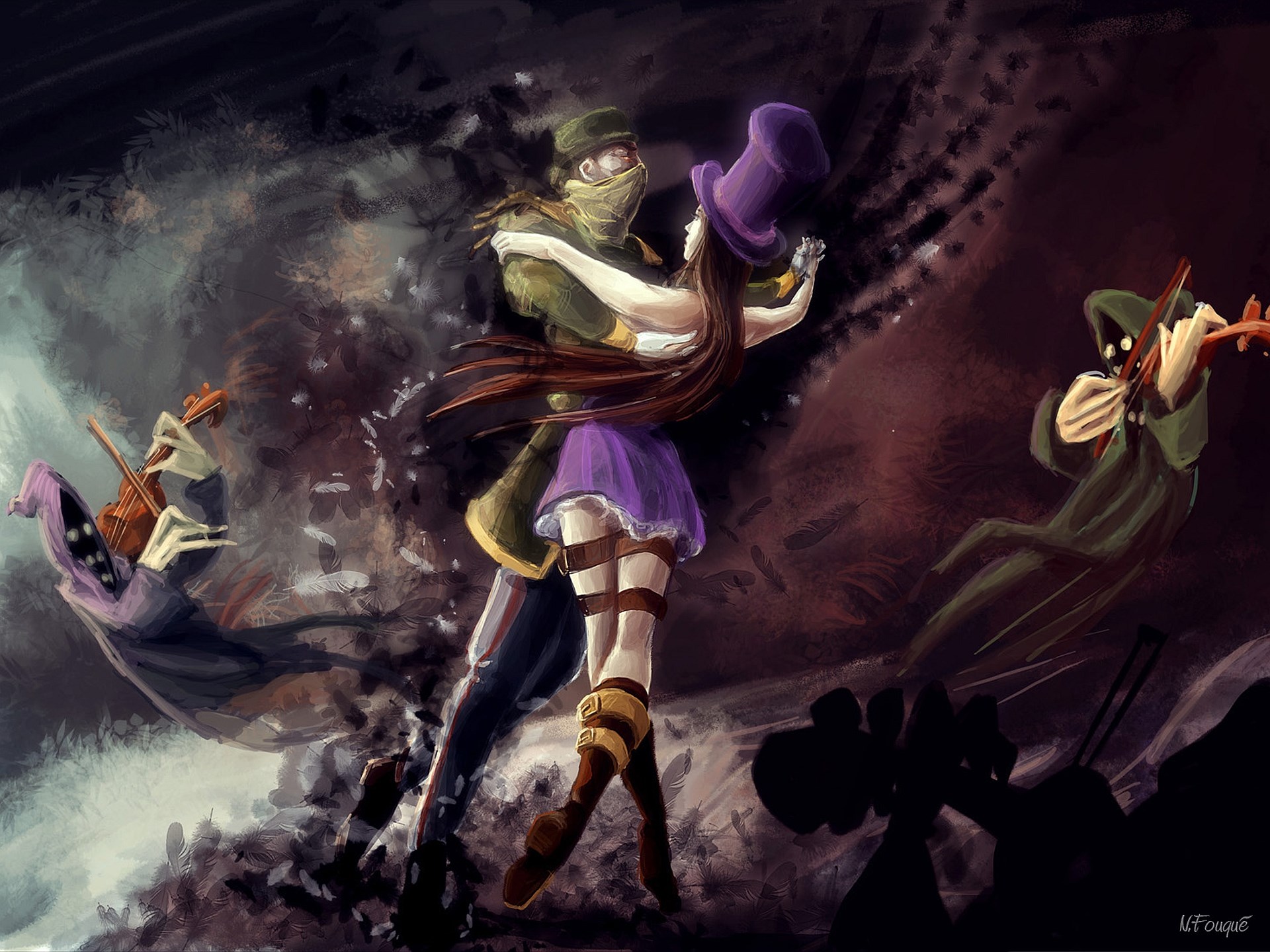 League of Legends characters dancing with violinists HD Wallpaper