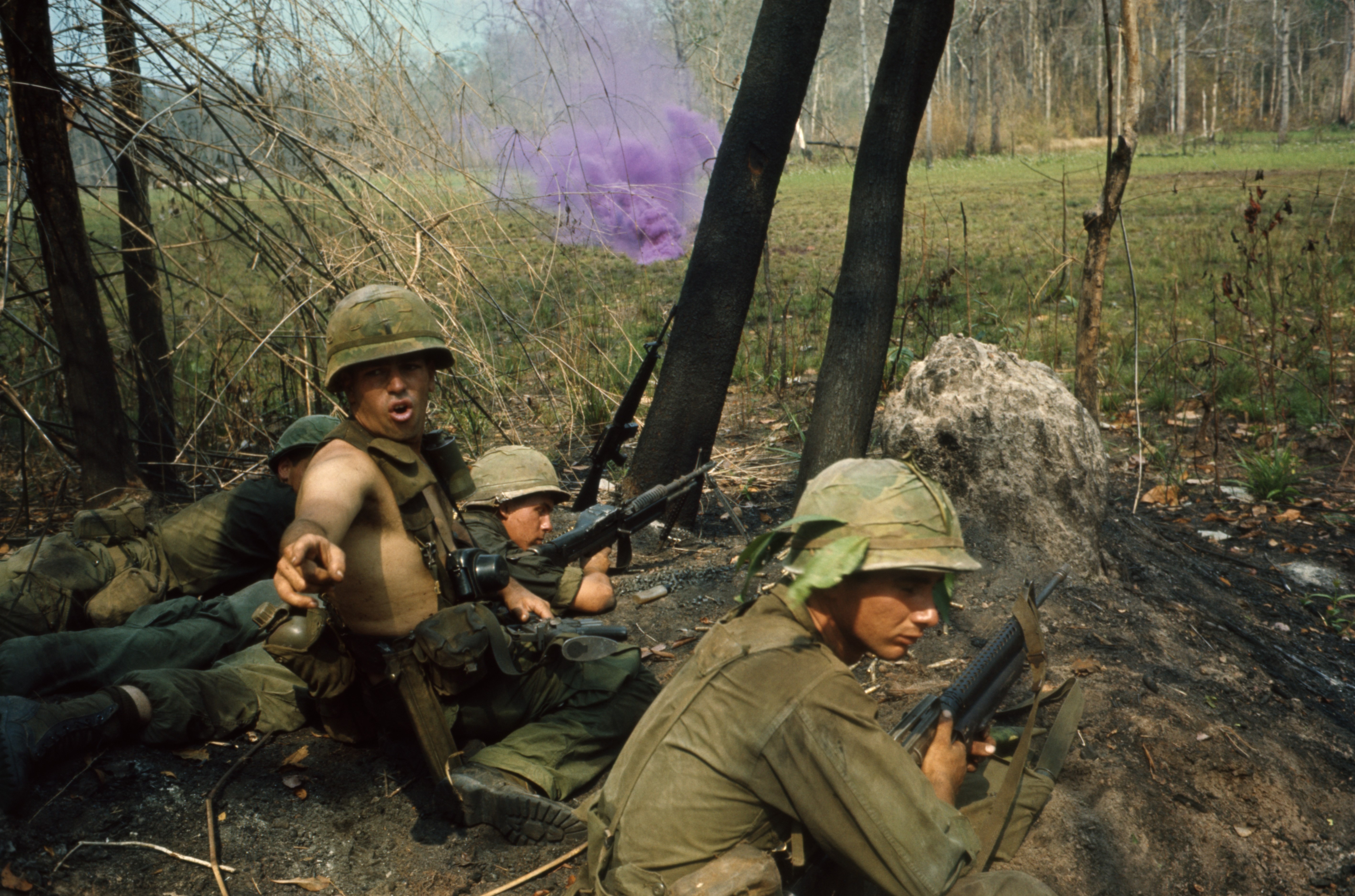 Vietnam War Soldiers in Forest Combat Scene HD Wallpaper