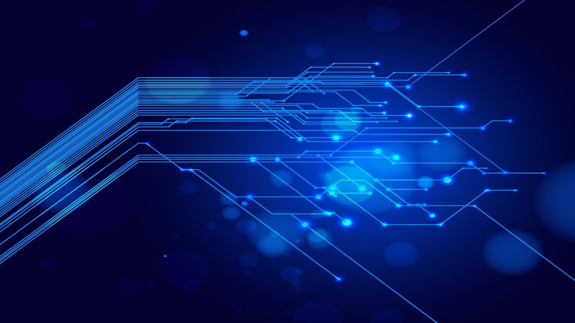 Futuristic Blue Digital Circuit Lines HD Wallpaper