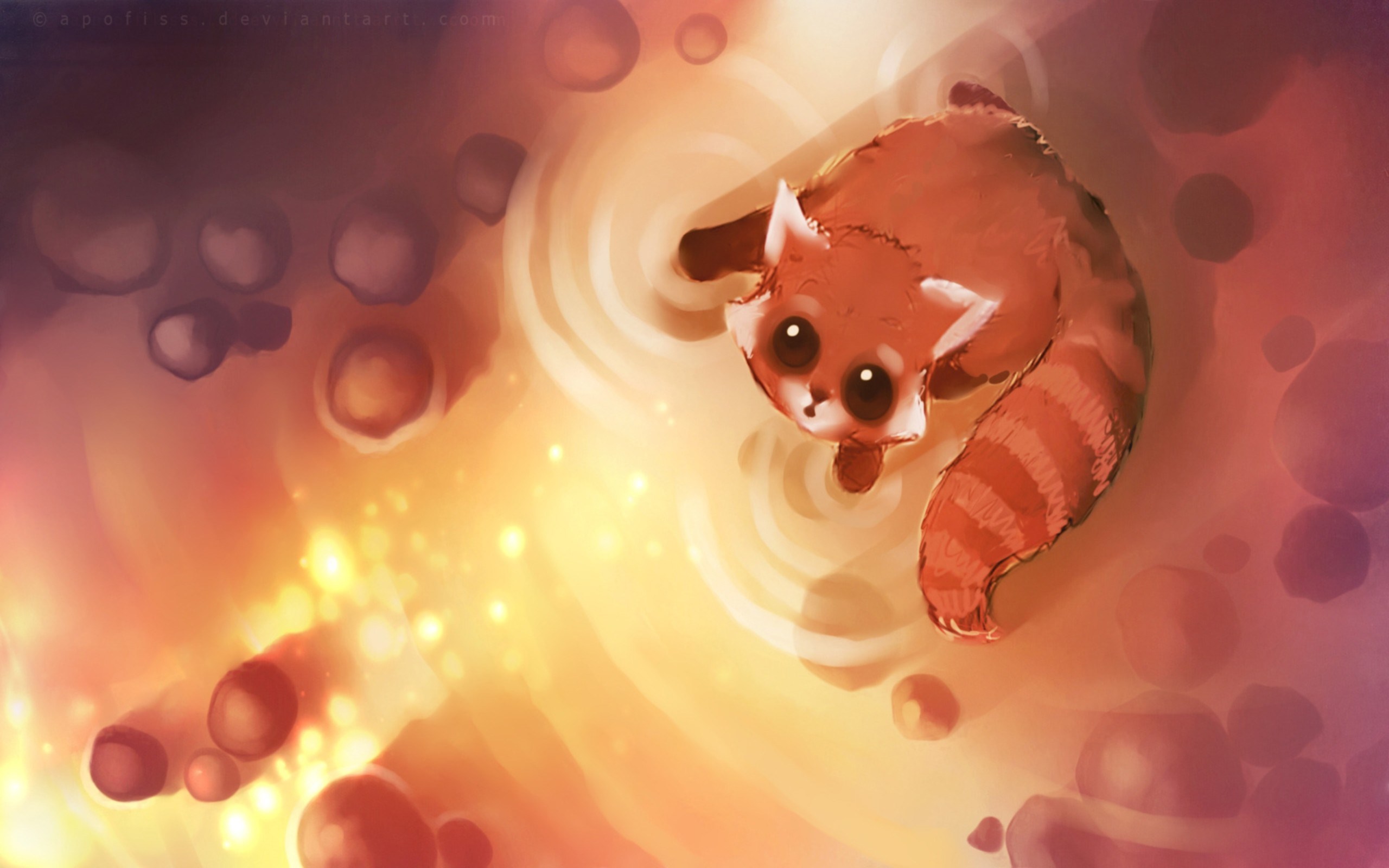 Red Panda in Water HD Wallpaper