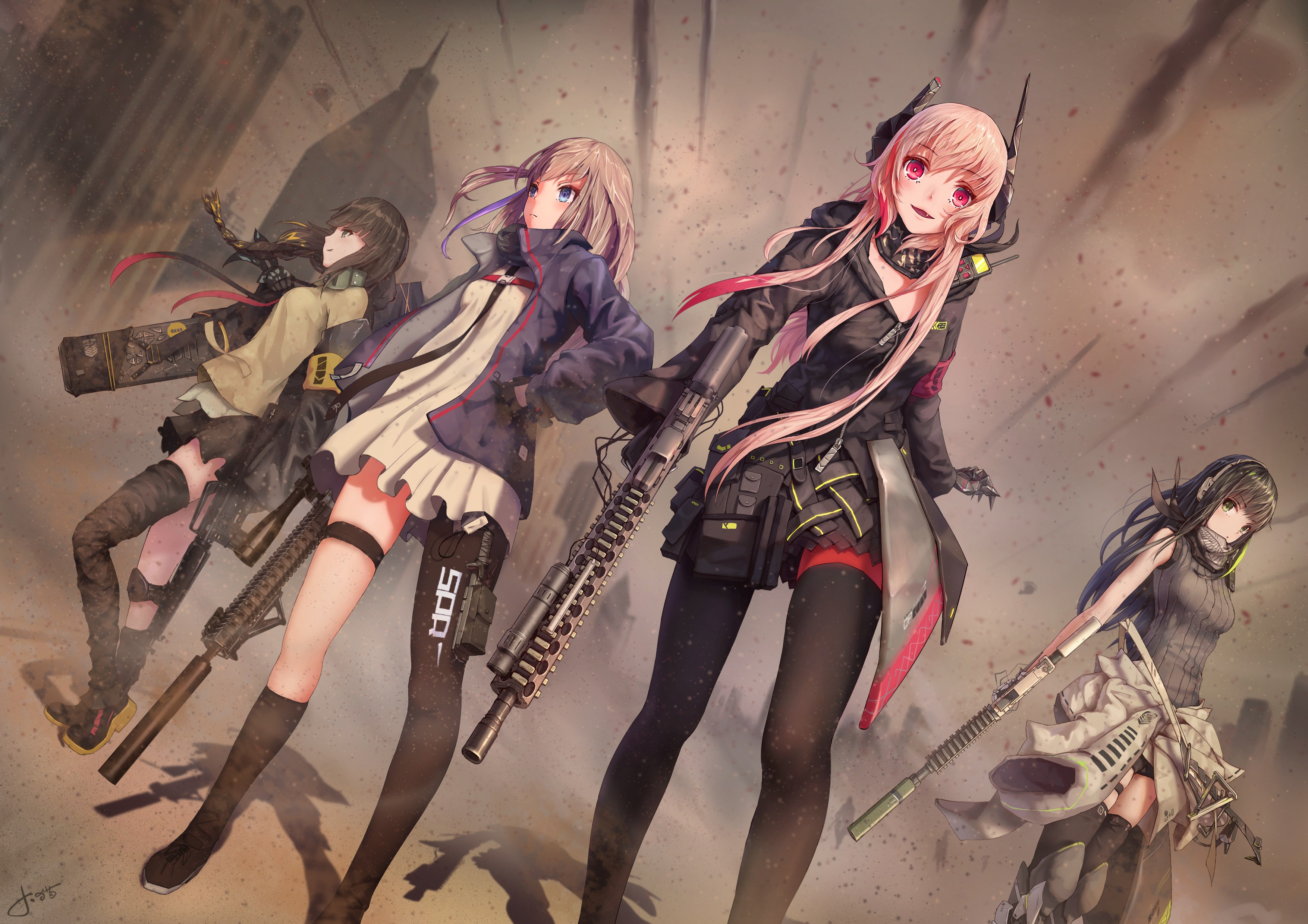 Girls Frontline characters with firearms HD Wallpaper